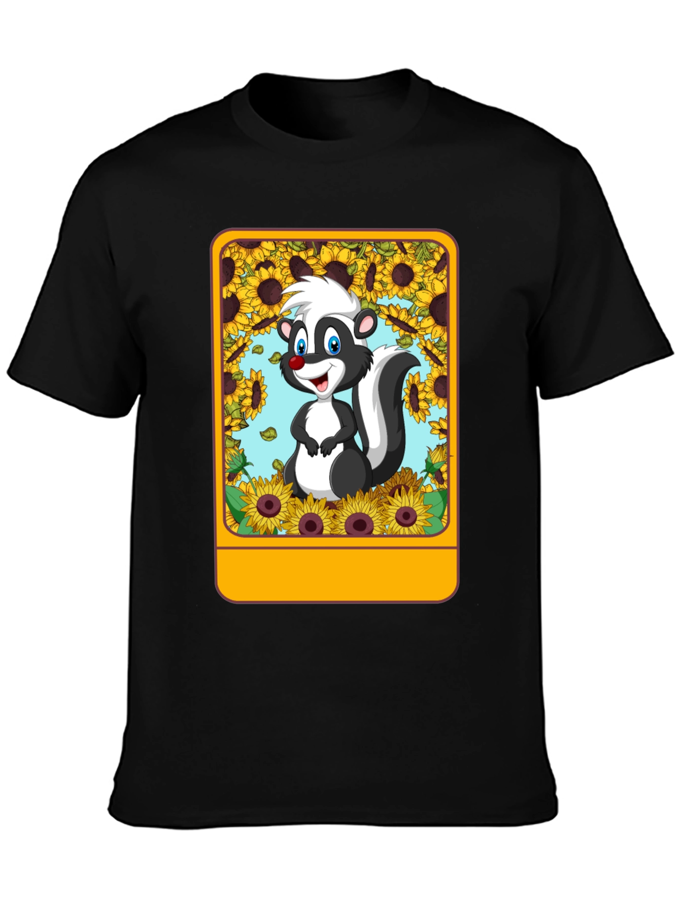 Skunk & Sunflower Graphic Tee - Unisex Black T-Shirt