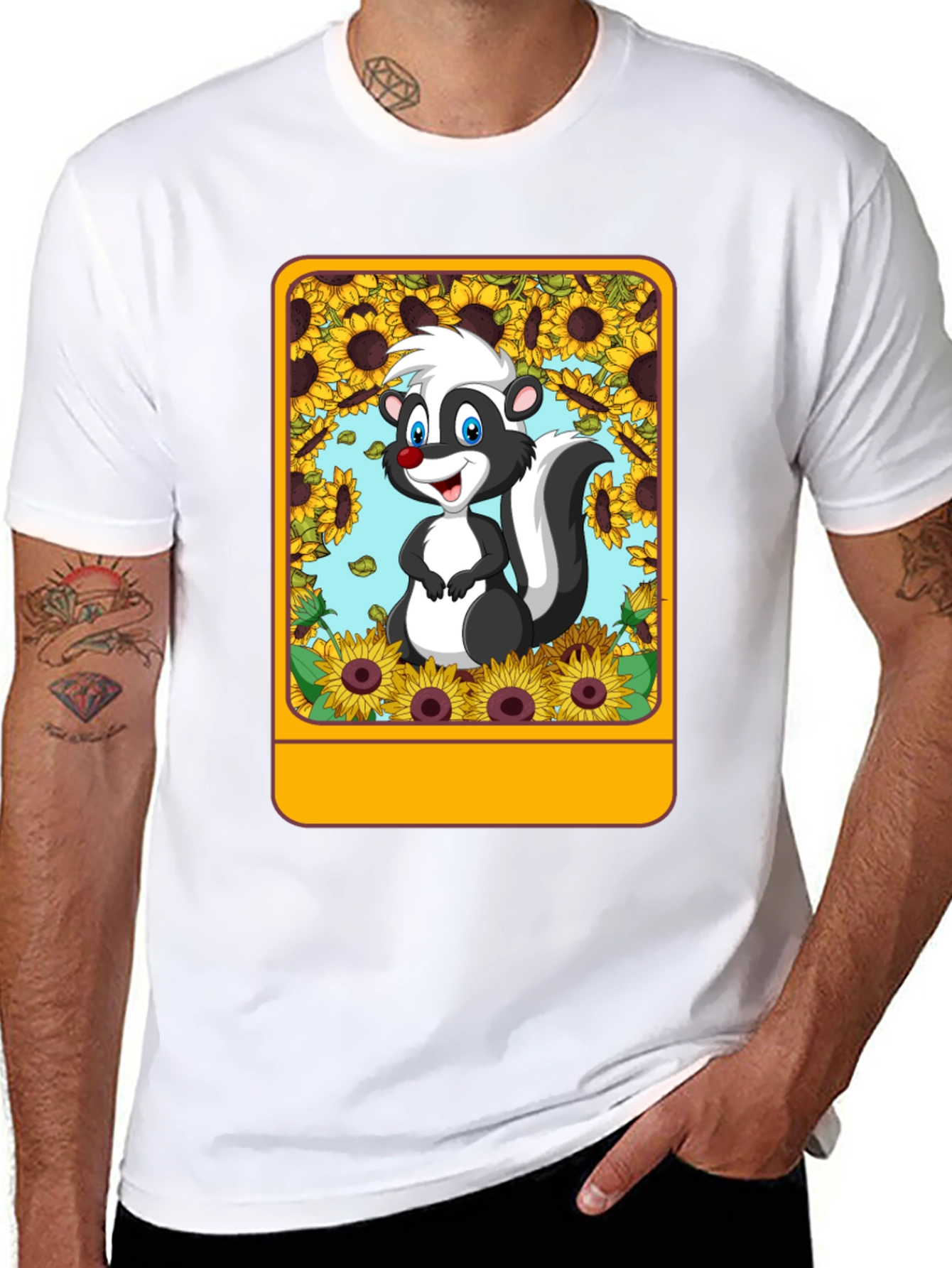 Skunk & Sunflower Graphic Tee - Unisex Black T-Shirt