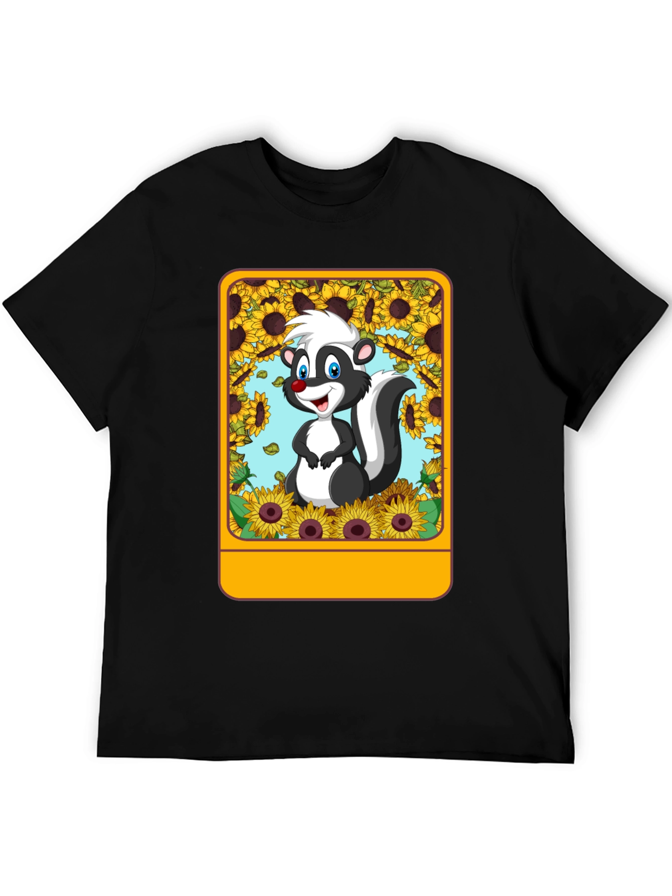 Skunk & Sunflower Graphic Tee - Unisex Black T-Shirt