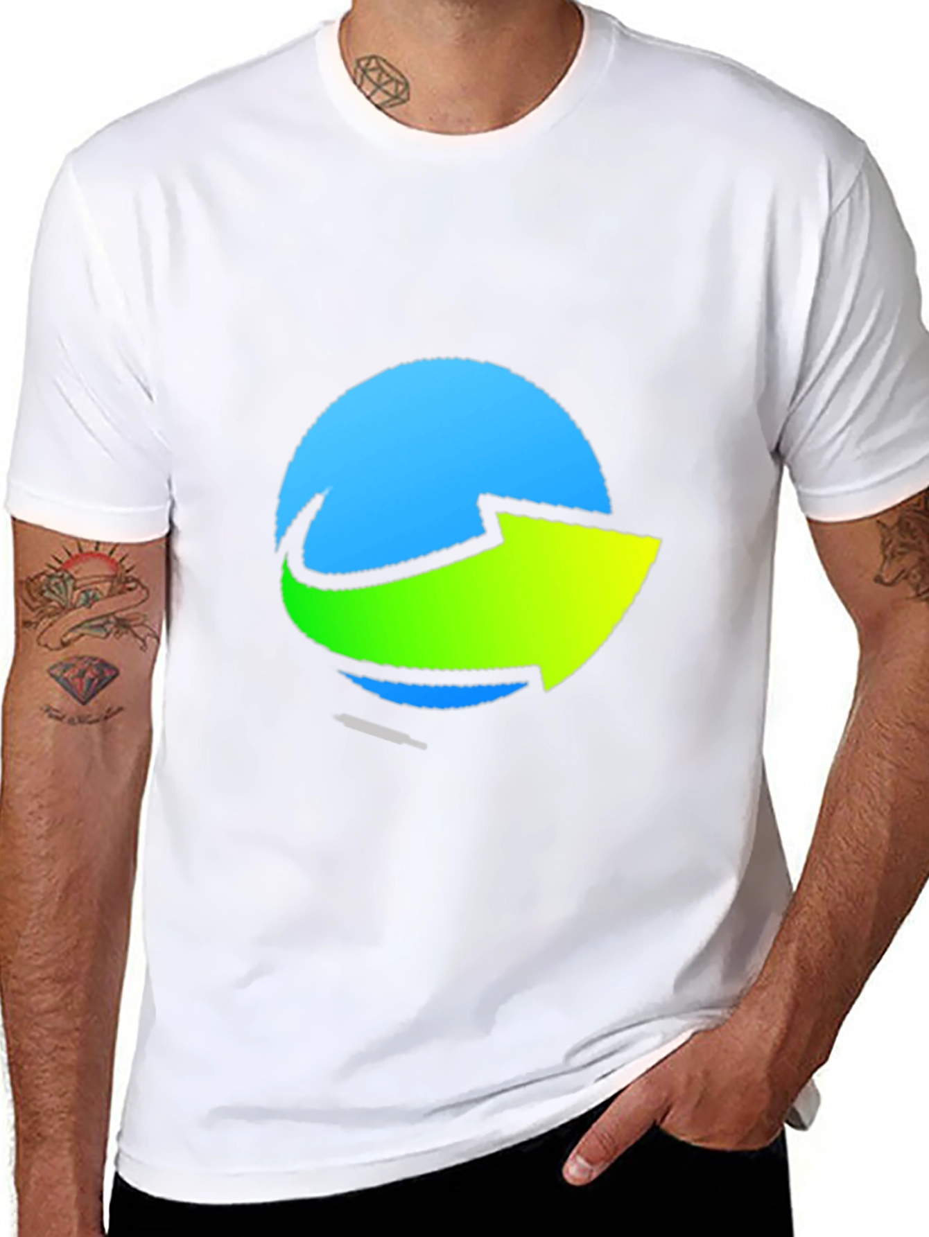 Stylish Graphic Tee - Blue & Green Arrow Design