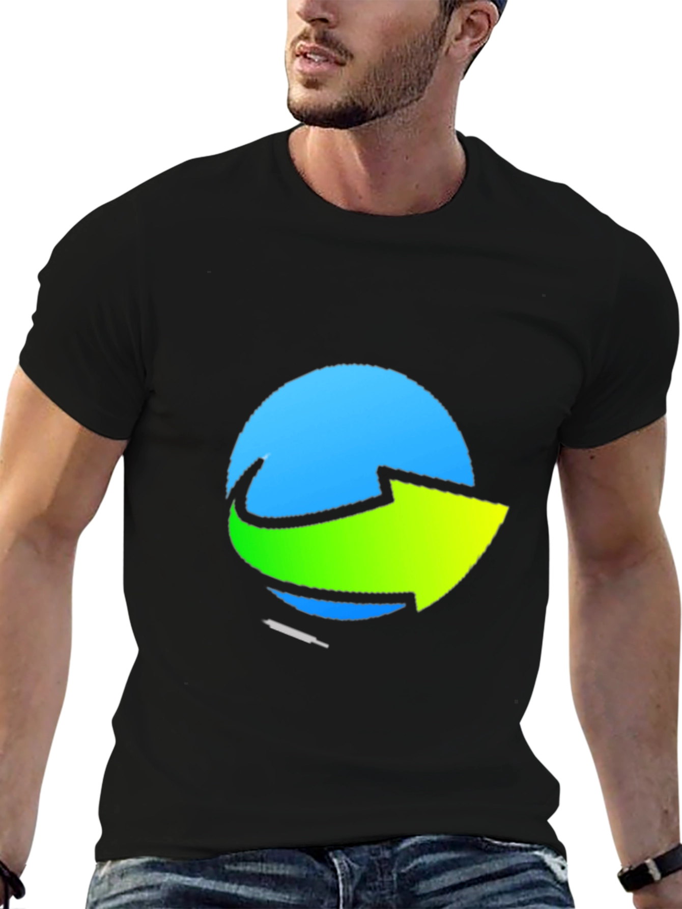 Stylish Graphic Tee - Blue & Green Arrow Design