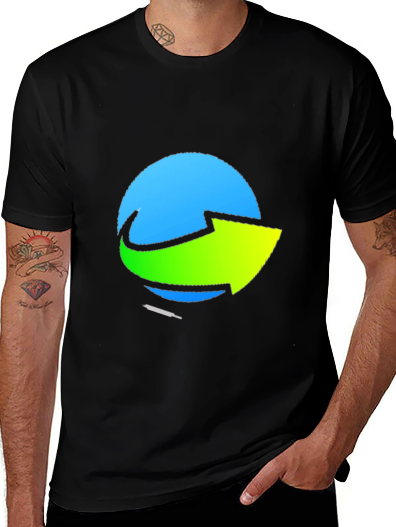 Stylish Graphic Tee - Blue & Green Arrow Design