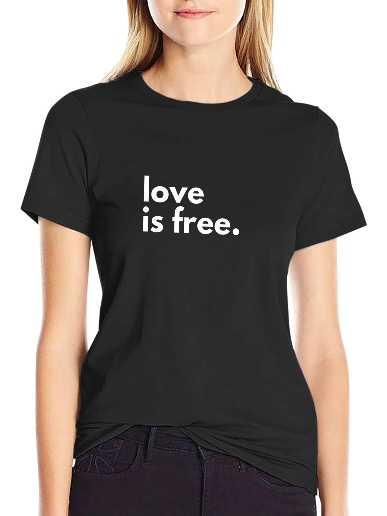 Love Is Free Graphic Tee - Black Cotton T-Shirt