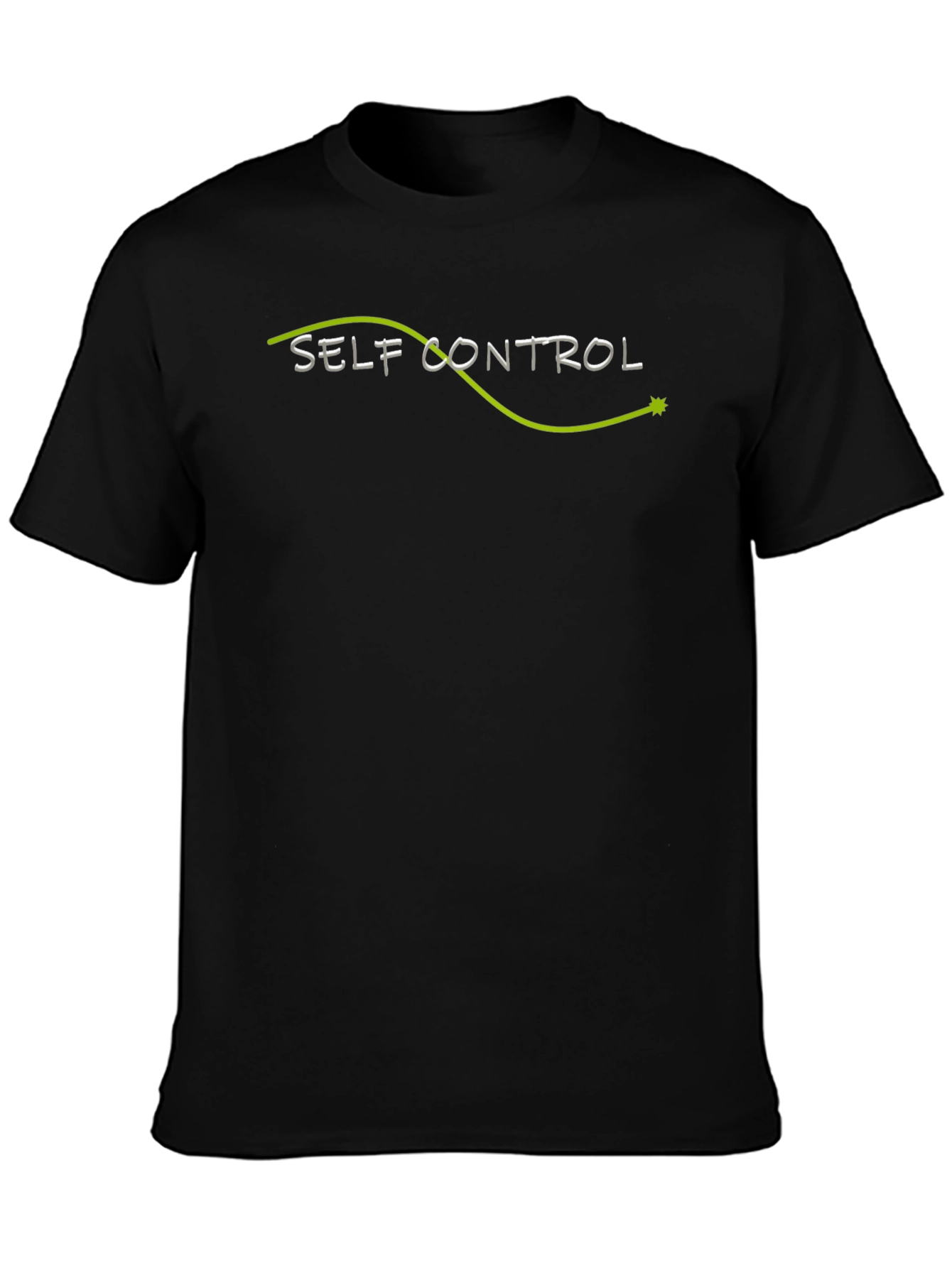 Self Control Graphic T-Shirt Black Crew Neck Tee