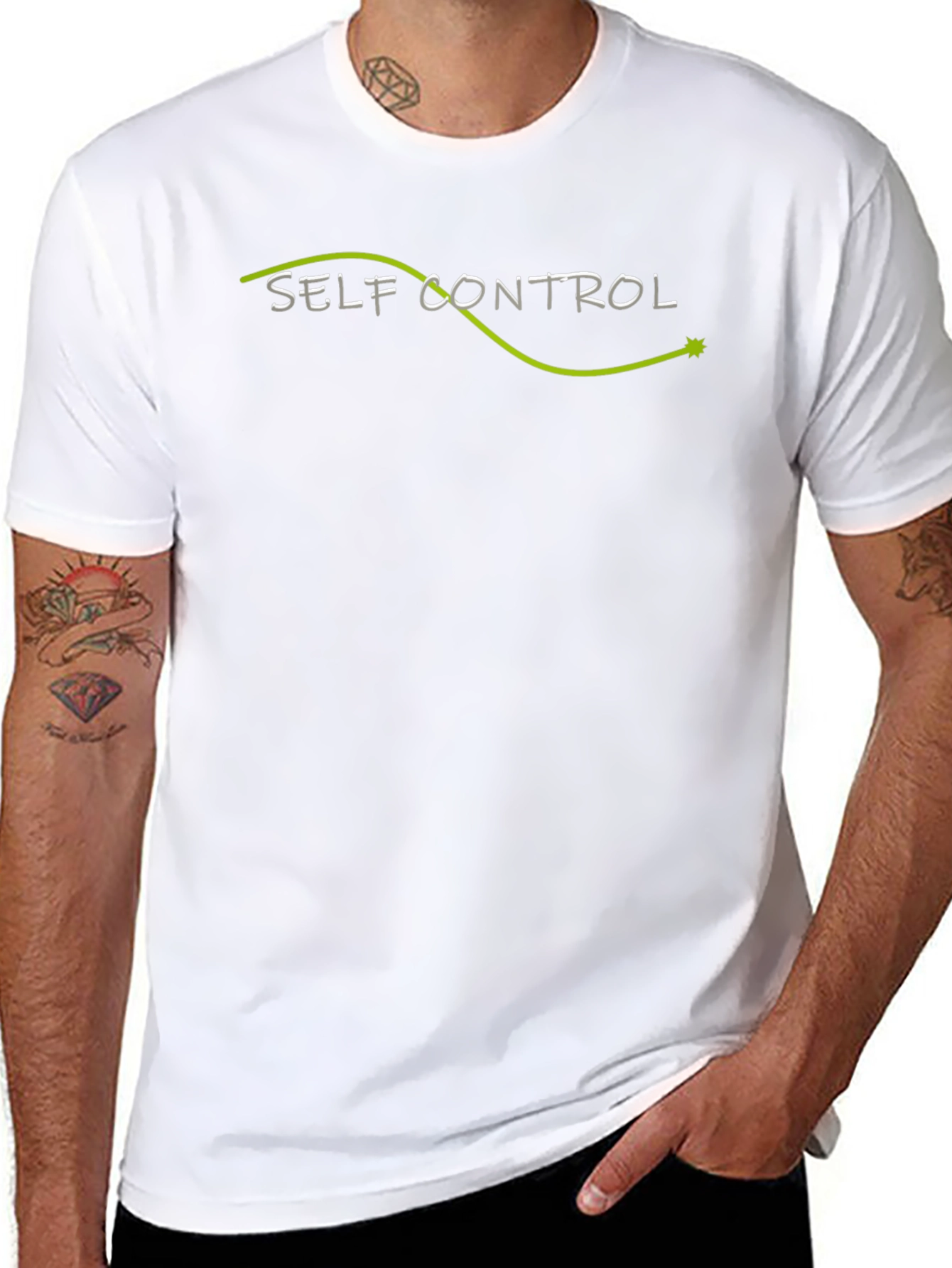 Self Control Graphic T-Shirt Black Crew Neck Tee