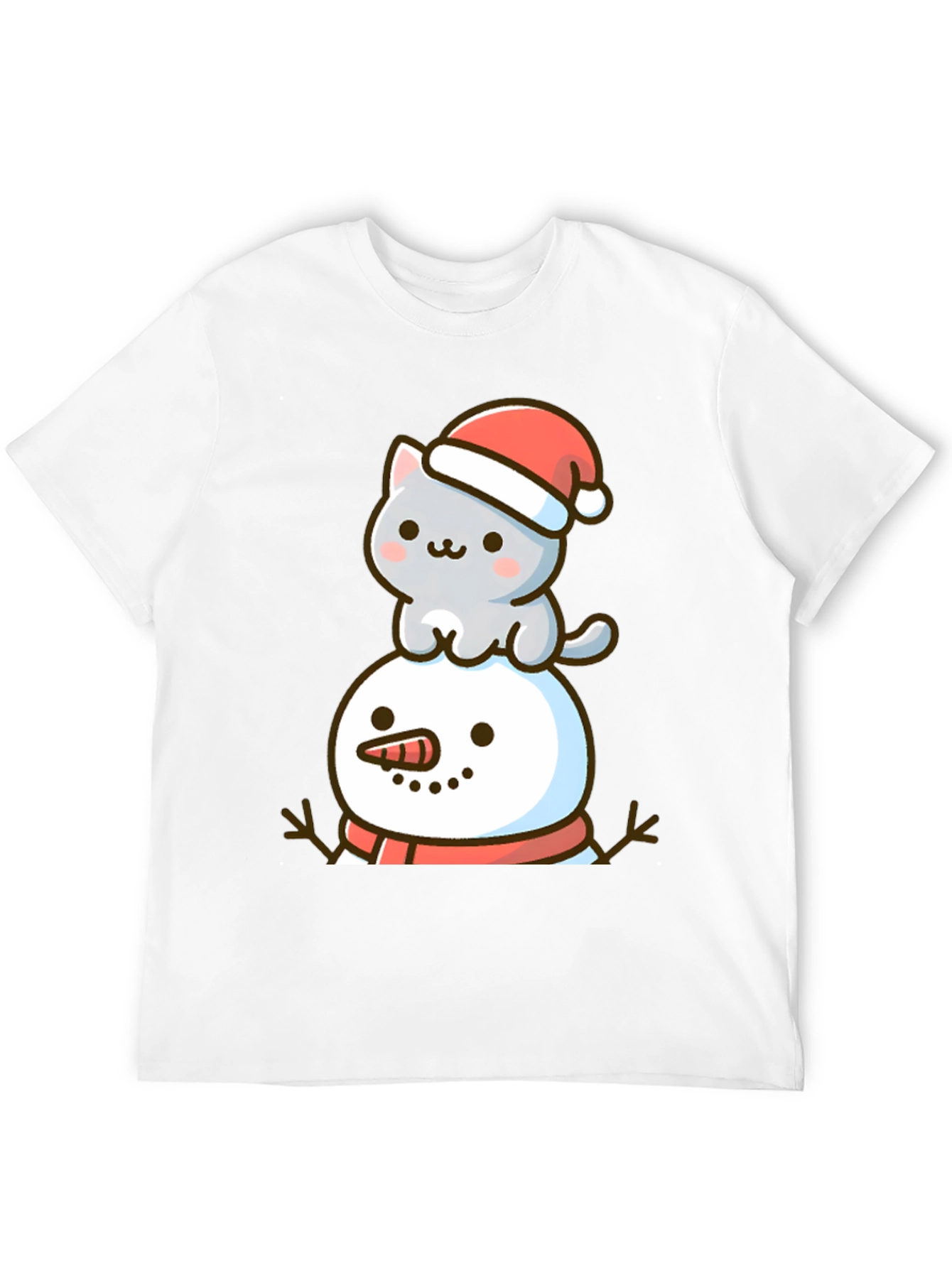 Cute Cat Snowman Christmas T-Shirt