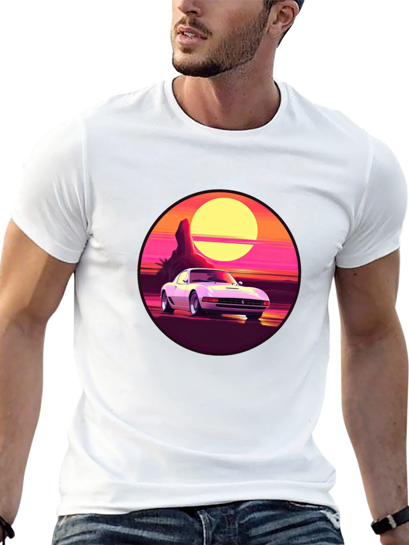 Retro Car Graphic Tee - Sunset Vibes