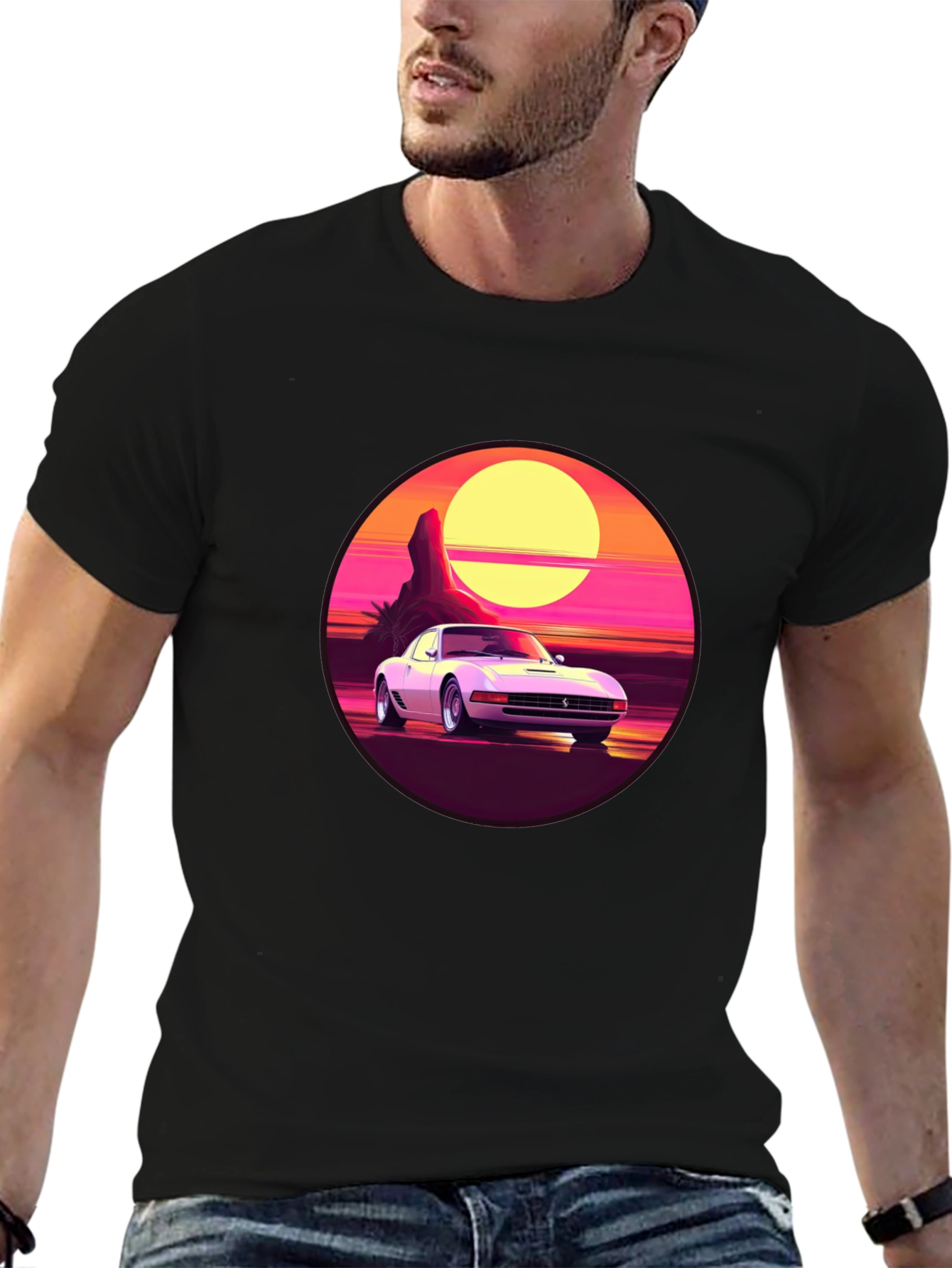 Retro Car Graphic Tee - Sunset Vibes