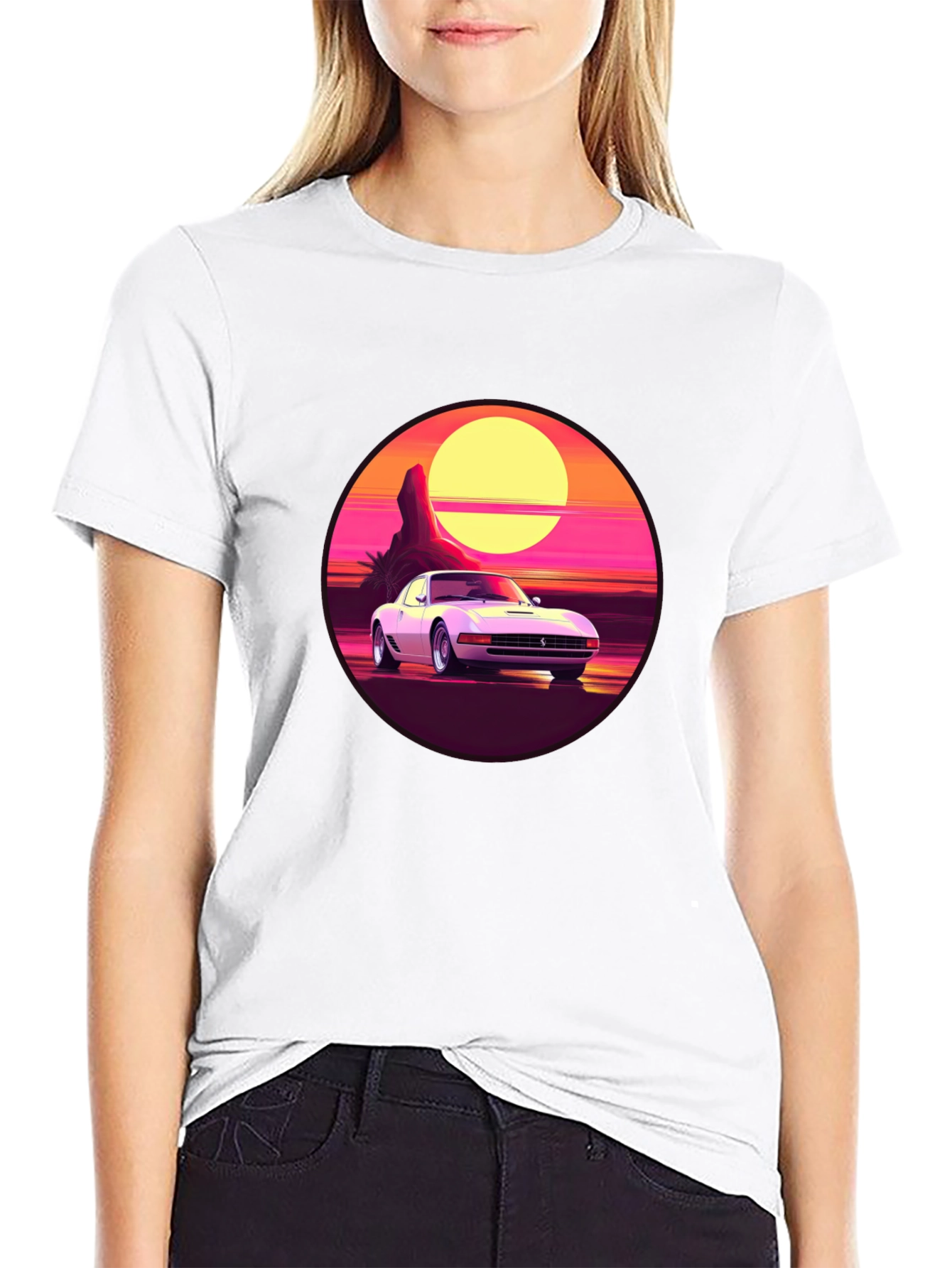 Retro Car Graphic Tee - Sunset Vibes