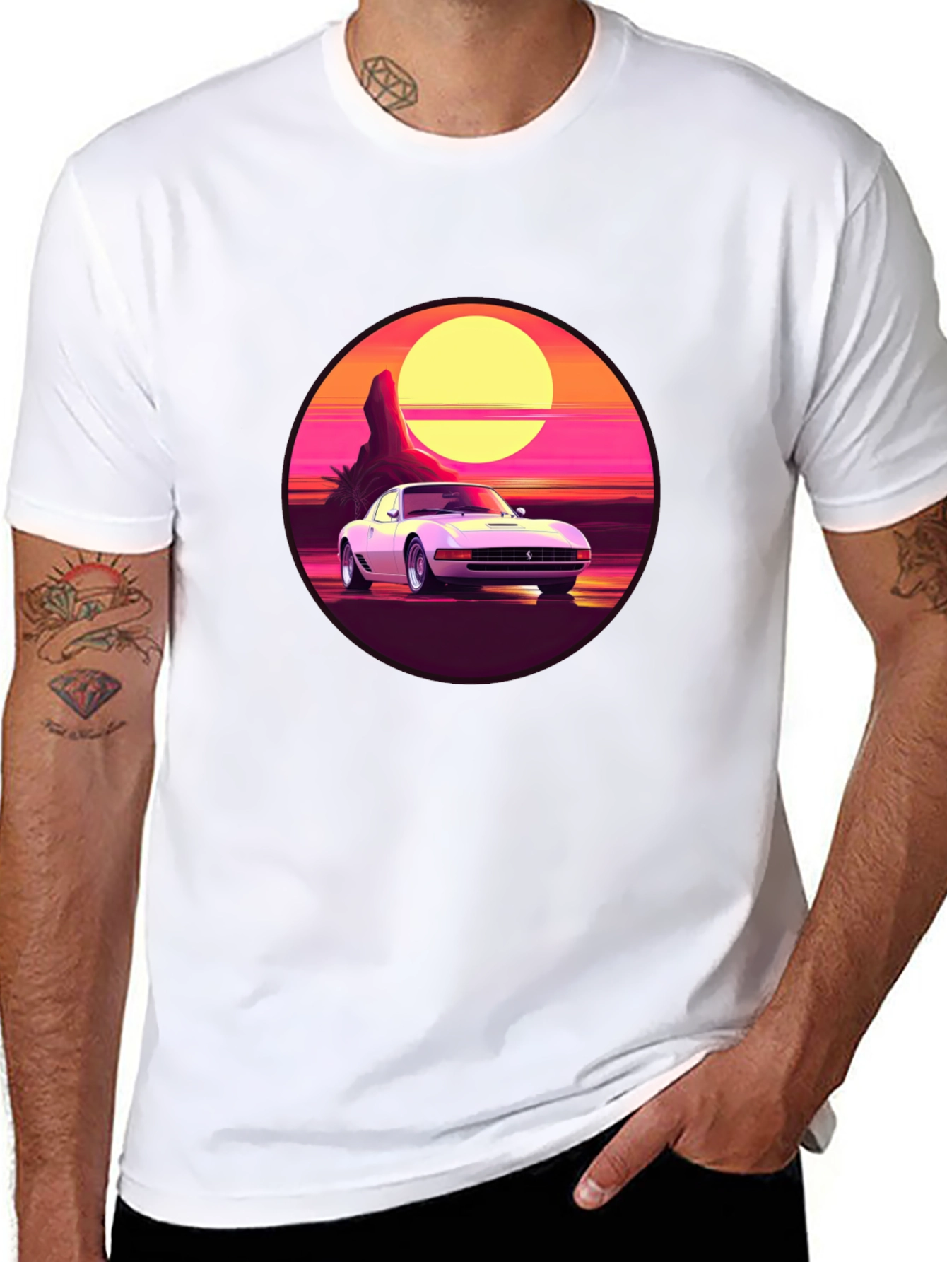 Retro Car Graphic Tee - Sunset Vibes