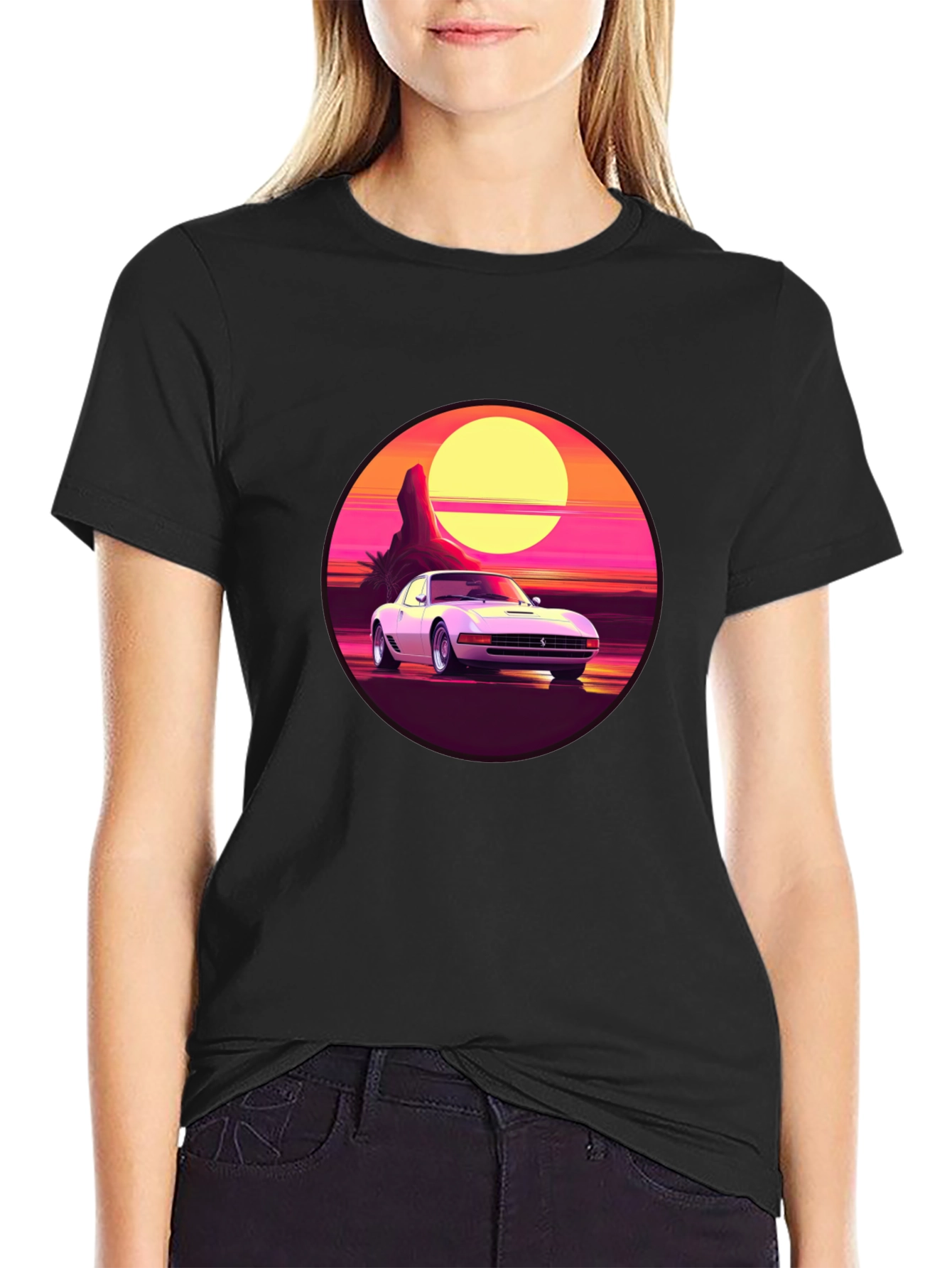 Retro Car Graphic Tee - Sunset Vibes