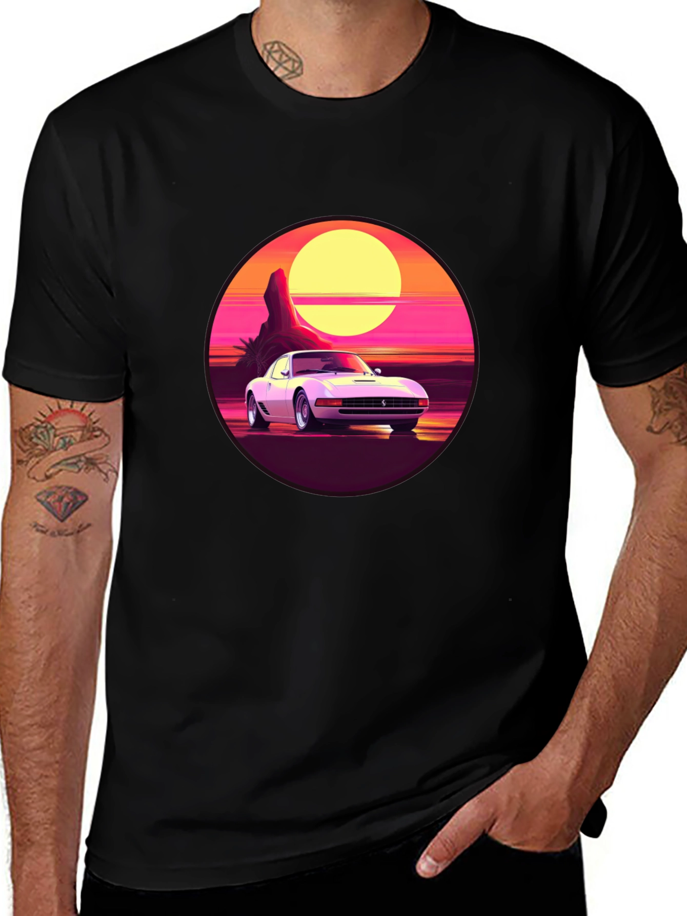 Retro Car Graphic Tee - Sunset Vibes