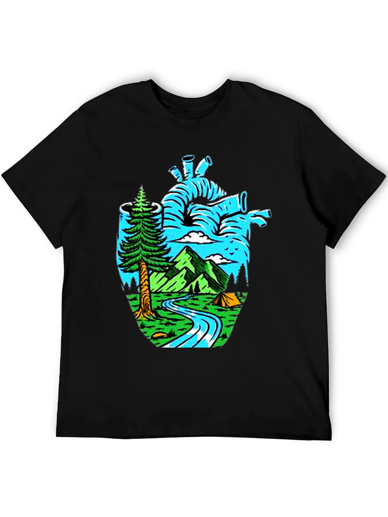 Nature Heart Graphic Tee - Black