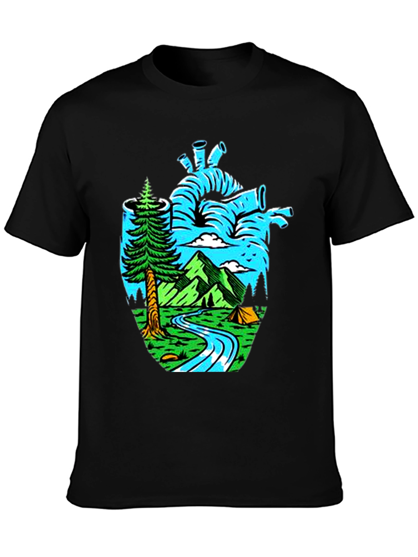 Nature Heart Graphic Tee - Black