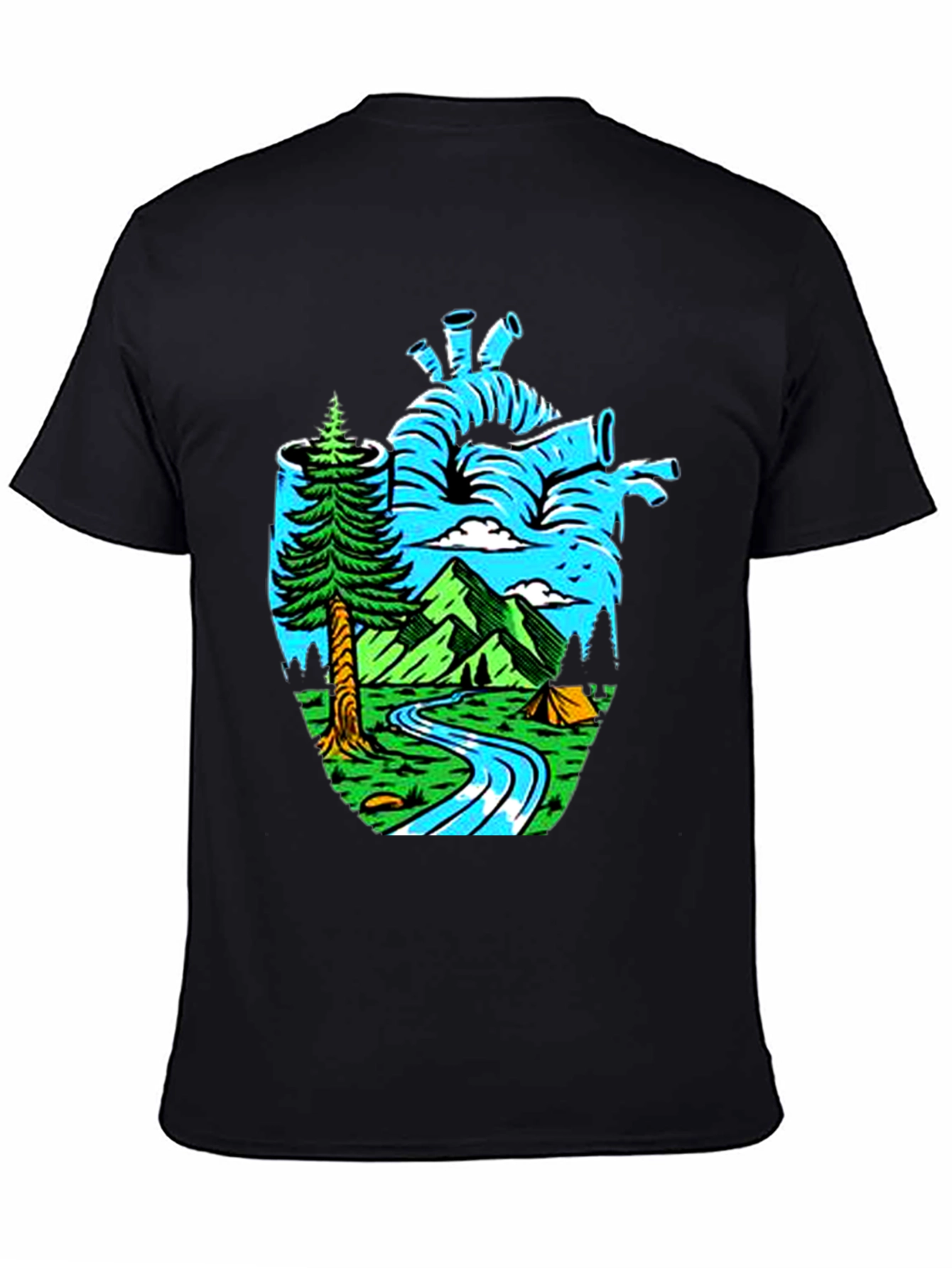 Nature Heart Graphic Tee - Black