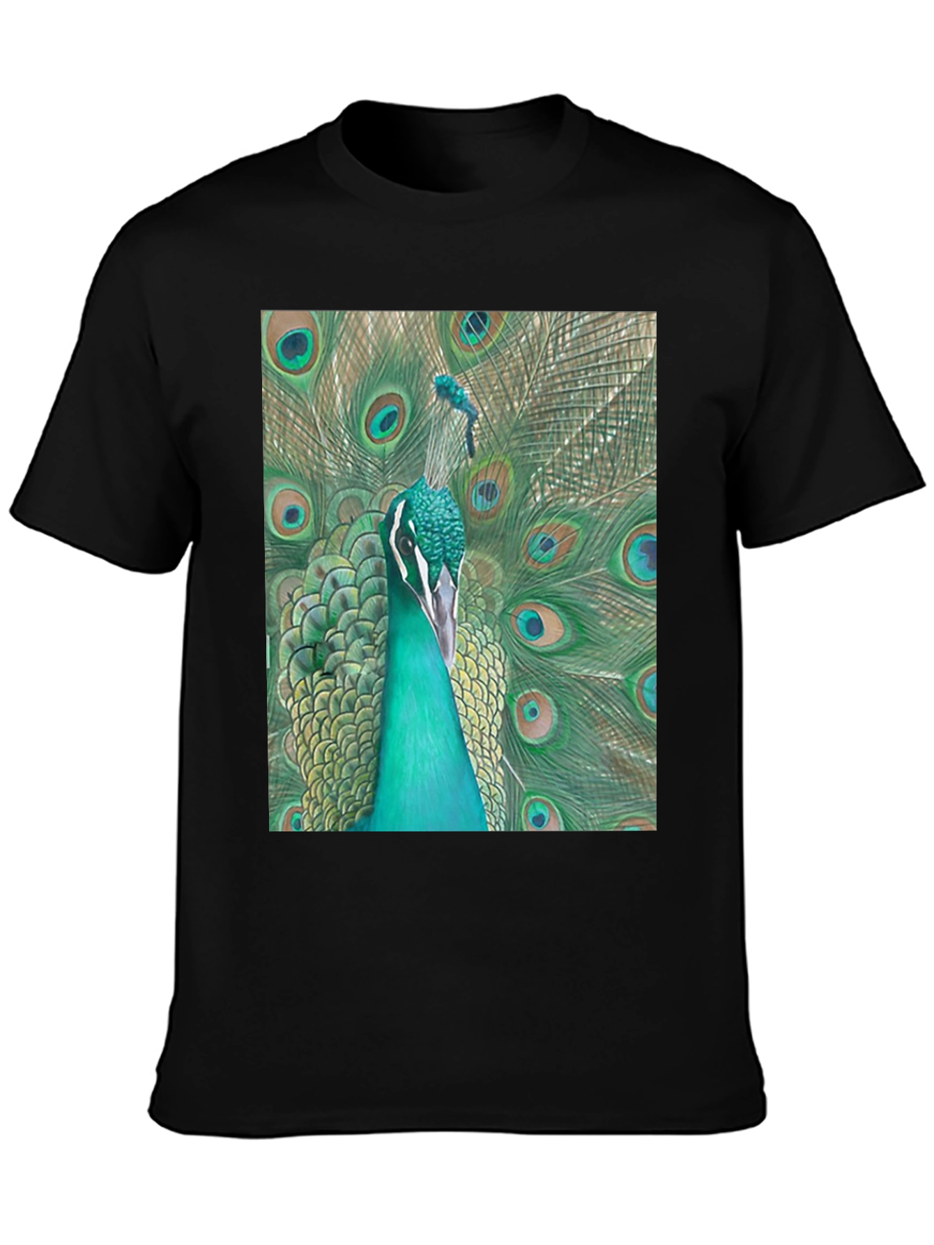 Peacock Graphic Tee - Stylish Mens Black T-Shirt