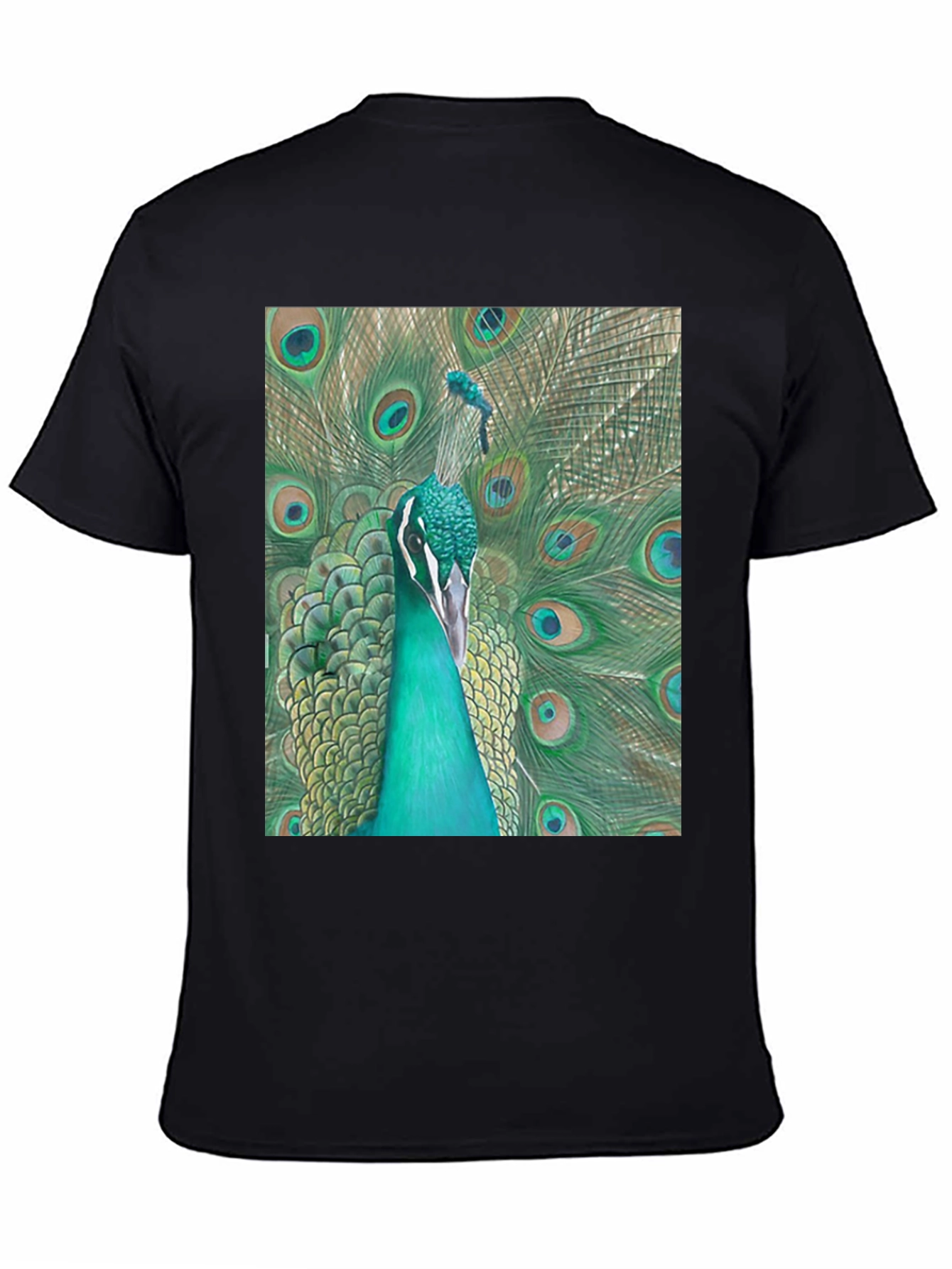 Peacock Graphic Tee - Stylish Mens Black T-Shirt
