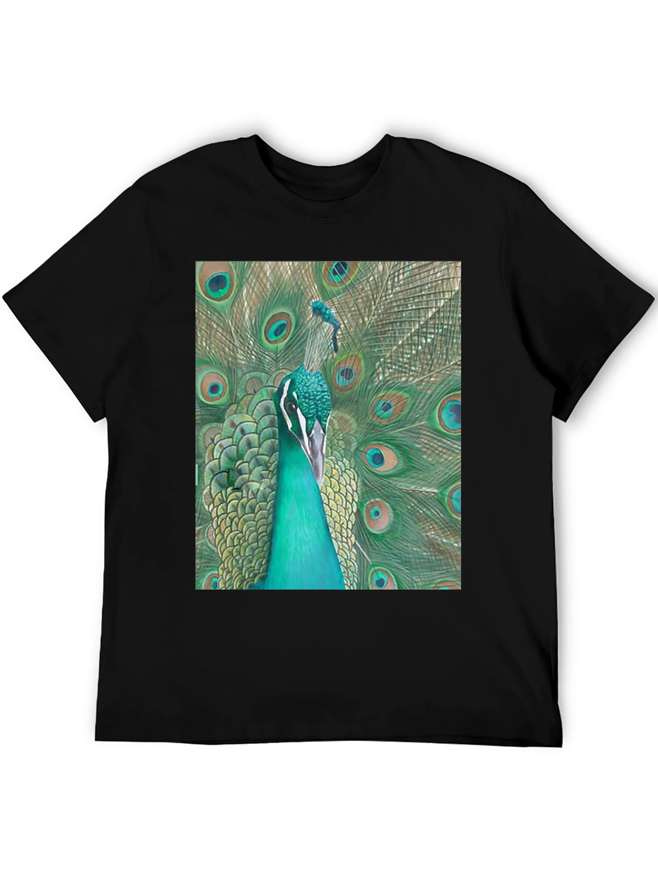 Peacock Graphic Tee - Stylish Mens Black T-Shirt