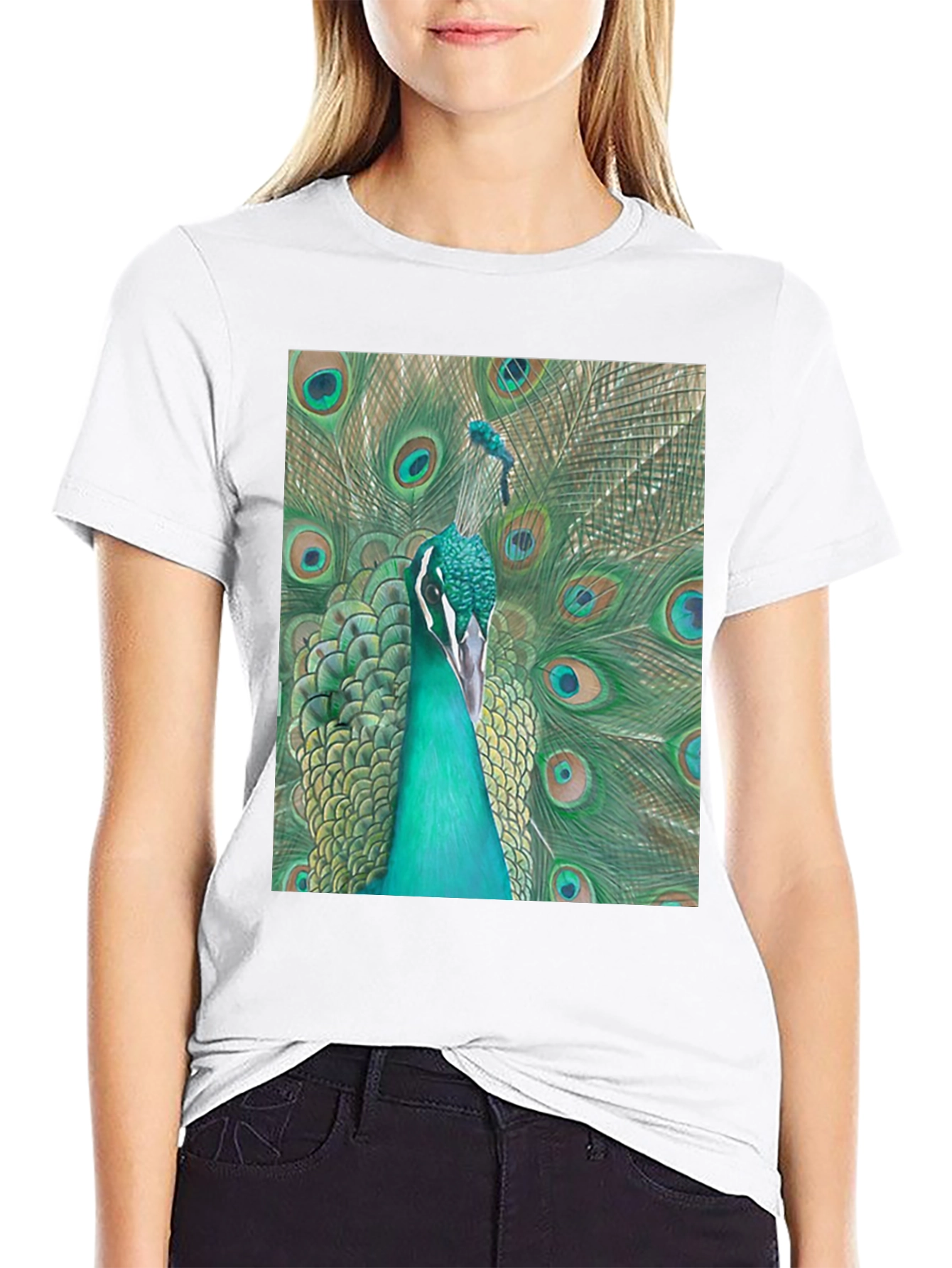 Peacock Graphic Tee - Stylish Mens Black T-Shirt