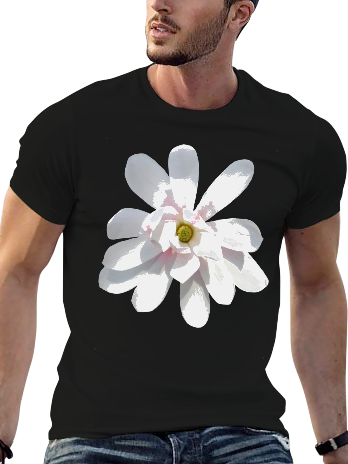 Floral Graphic Tee - Stylish Black T-Shirt