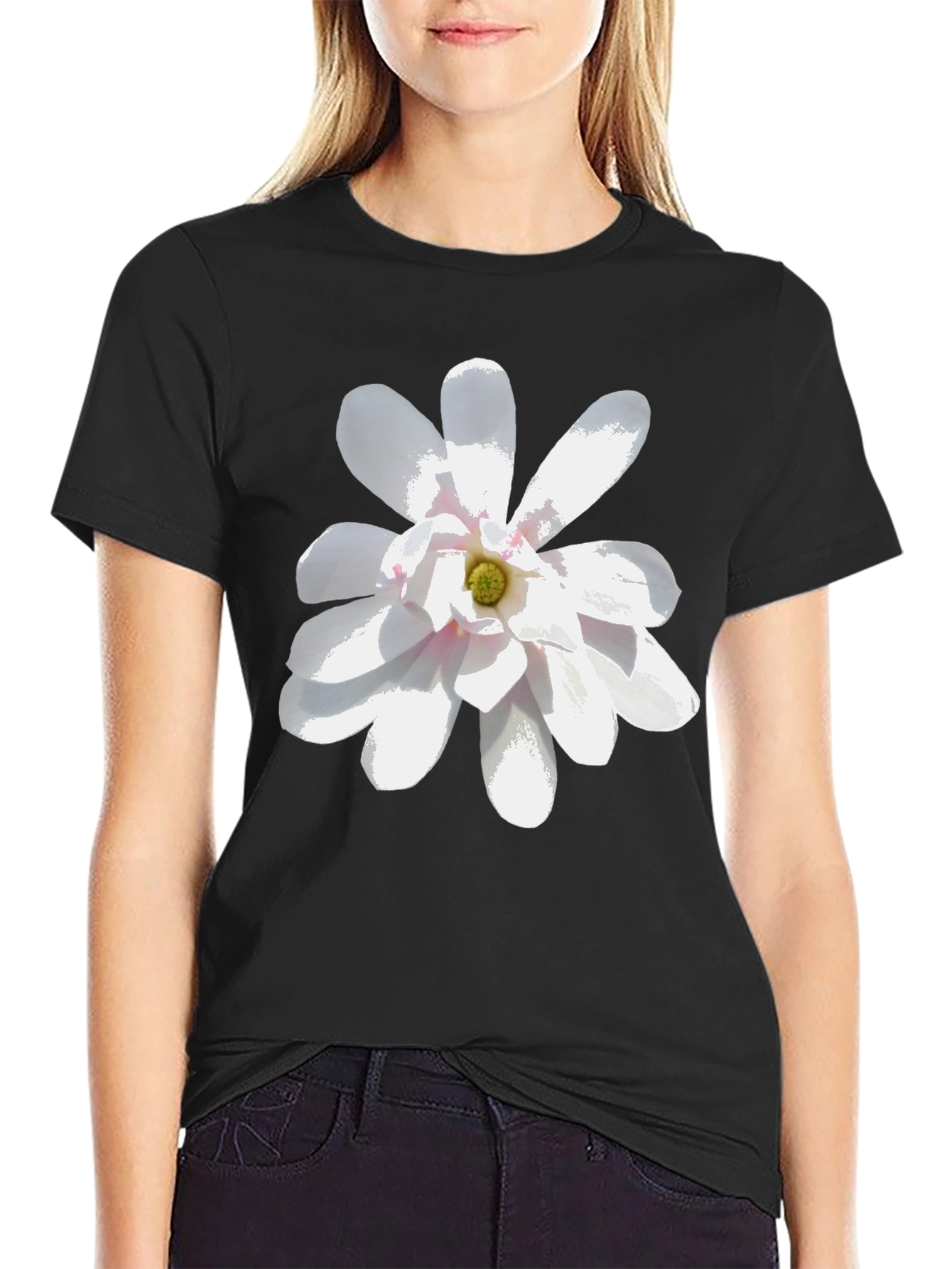 Floral Graphic Tee - Stylish Black T-Shirt