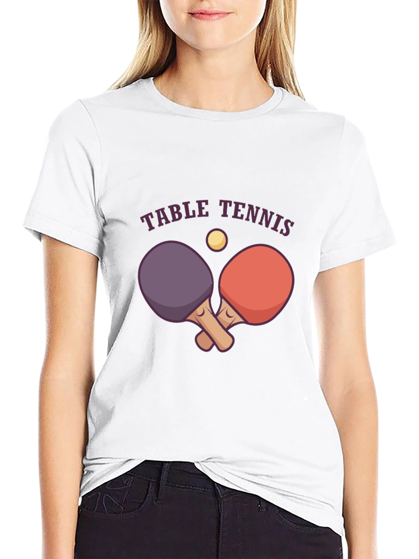 Table Tennis Graphic Tee - Black Cotton T-Shirt