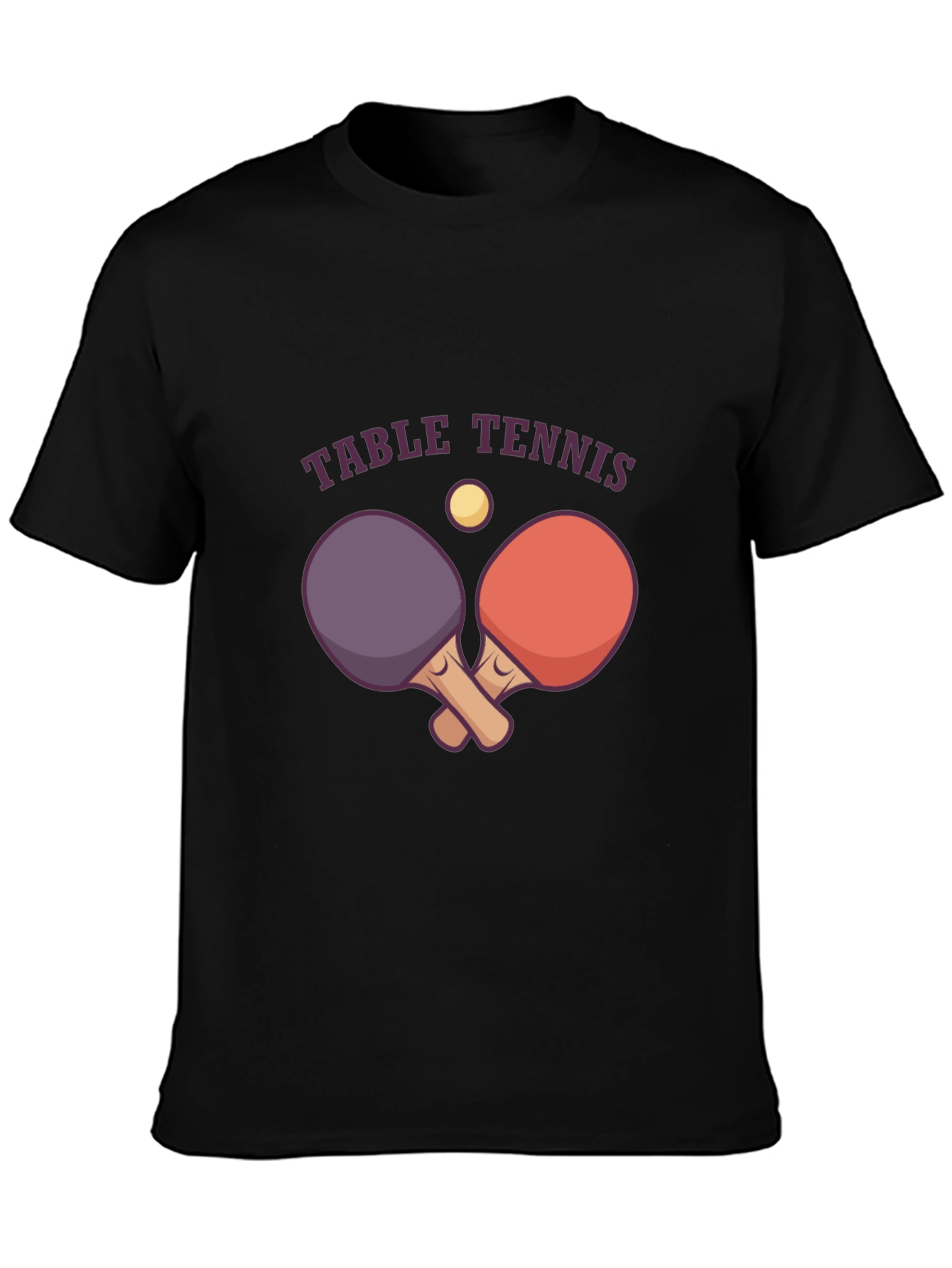 Table Tennis Graphic Tee - Black Cotton T-Shirt