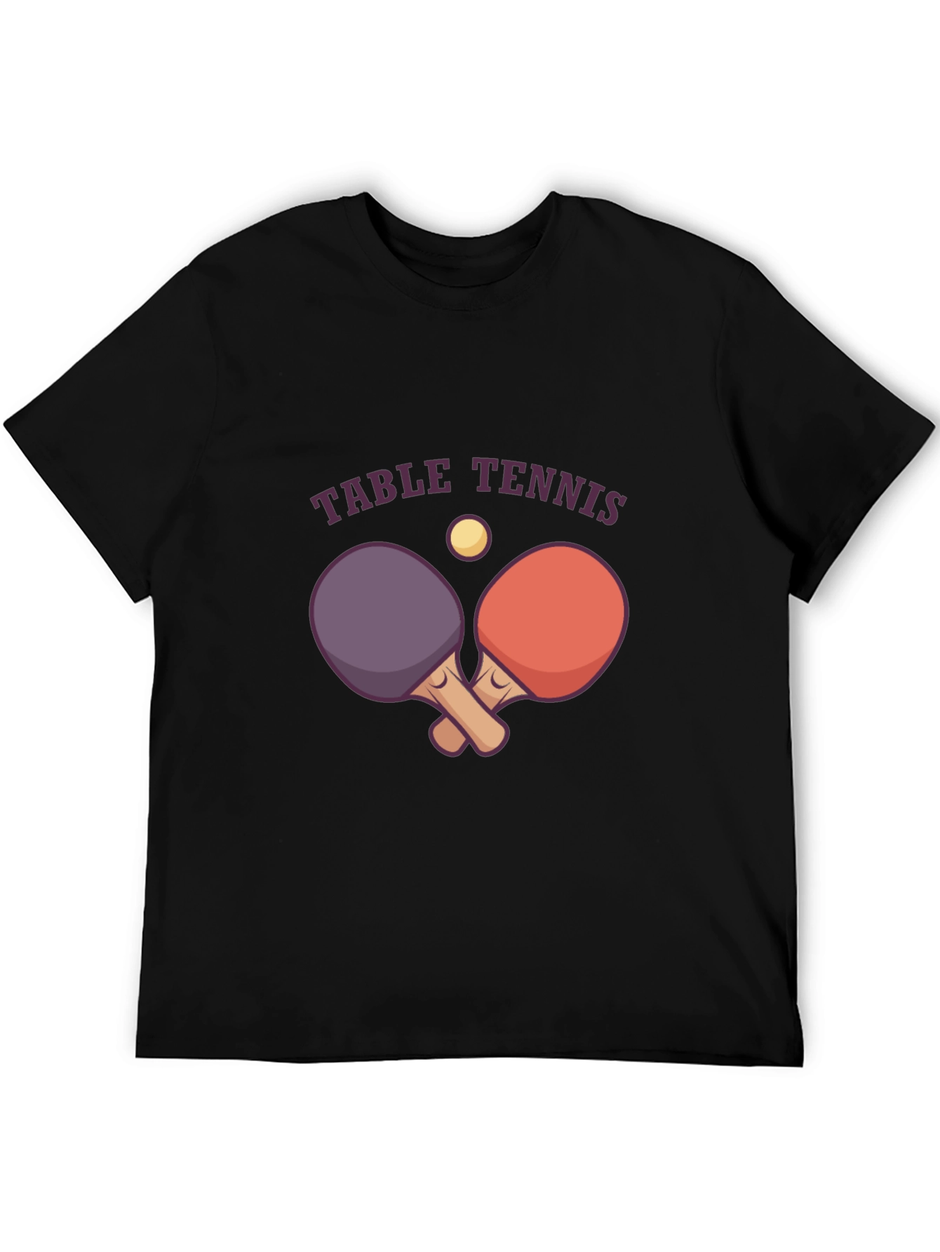 Table Tennis Graphic Tee - Black Cotton T-Shirt