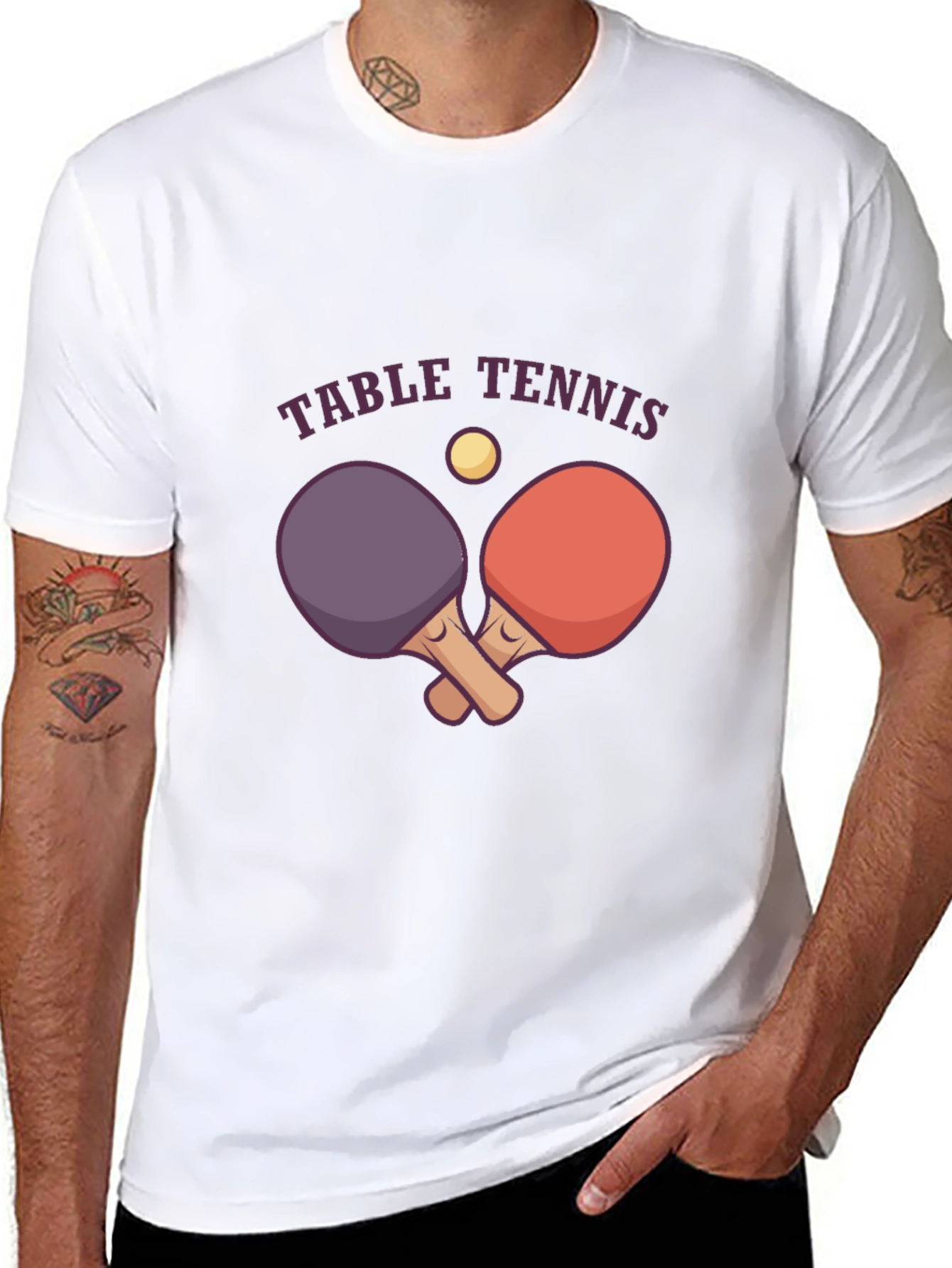 Table Tennis Graphic Tee - Black Cotton T-Shirt