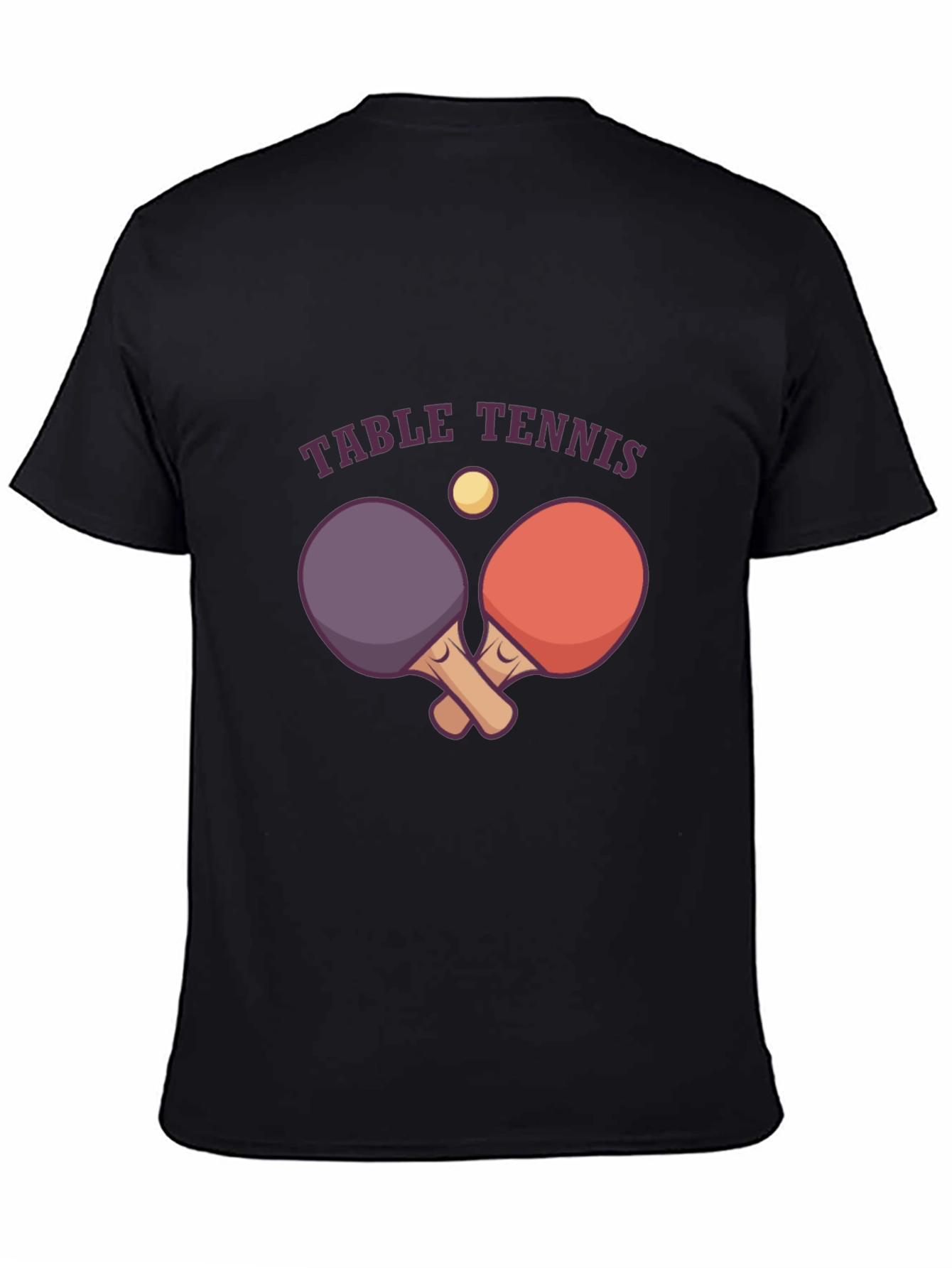 Table Tennis Graphic Tee - Black Cotton T-Shirt