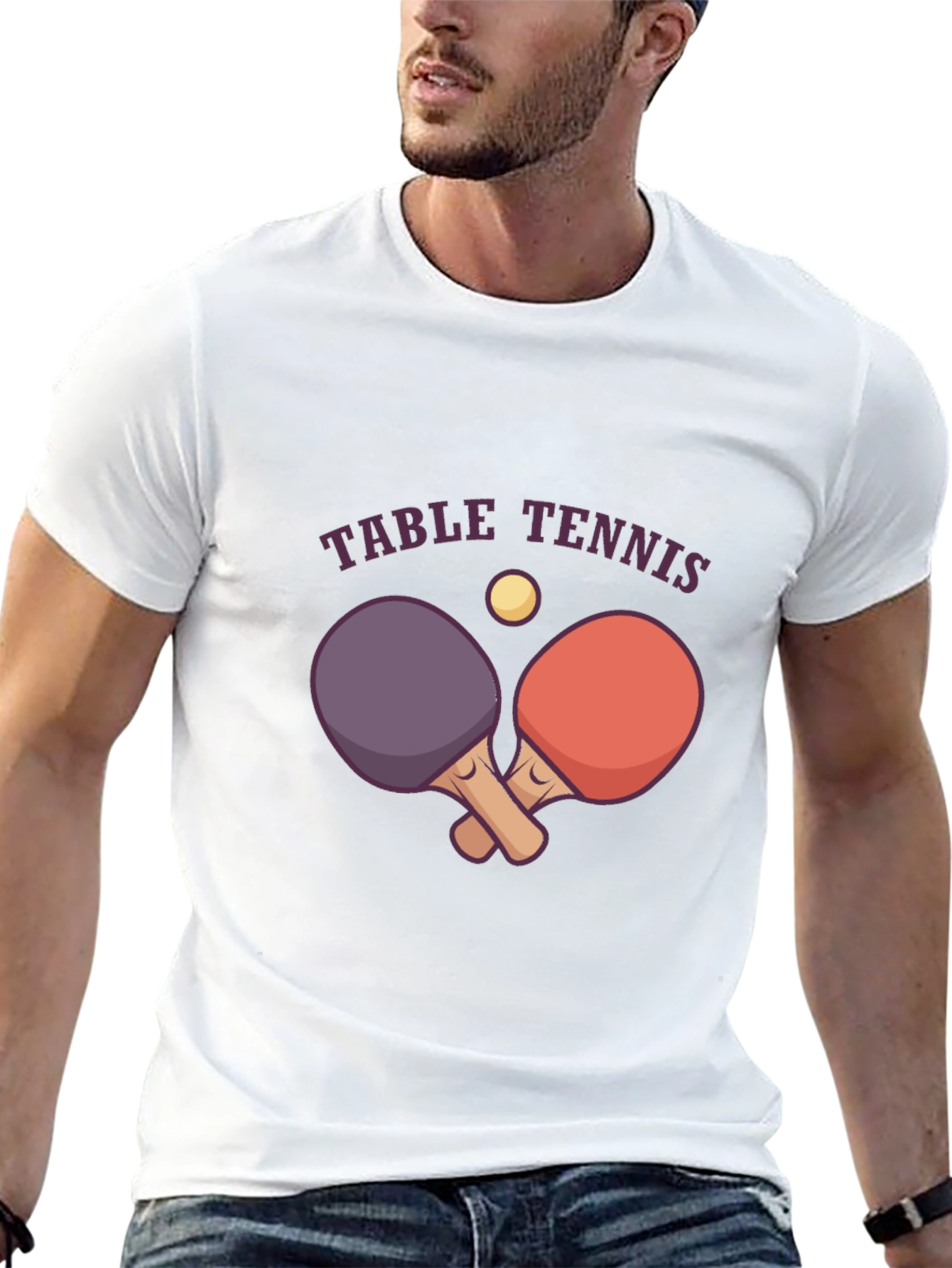 Table Tennis Graphic Tee - Black Cotton T-Shirt