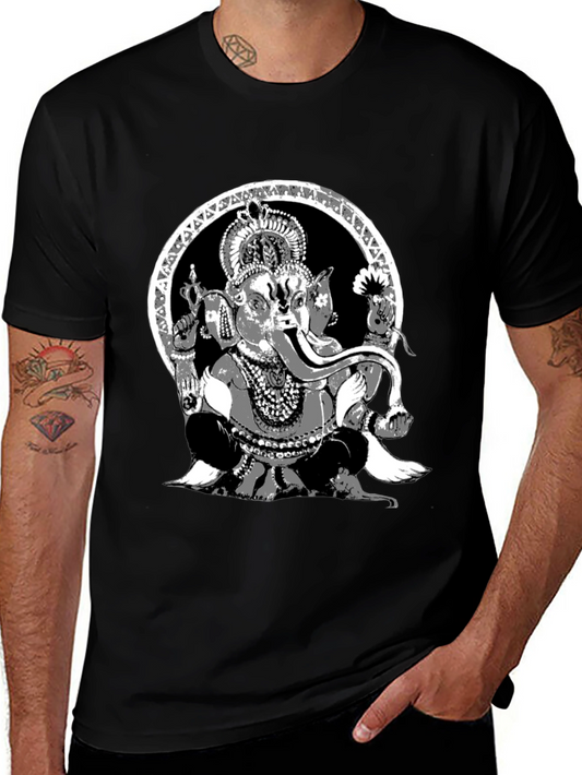 Ganesha Graphic Print Black T-Shirt