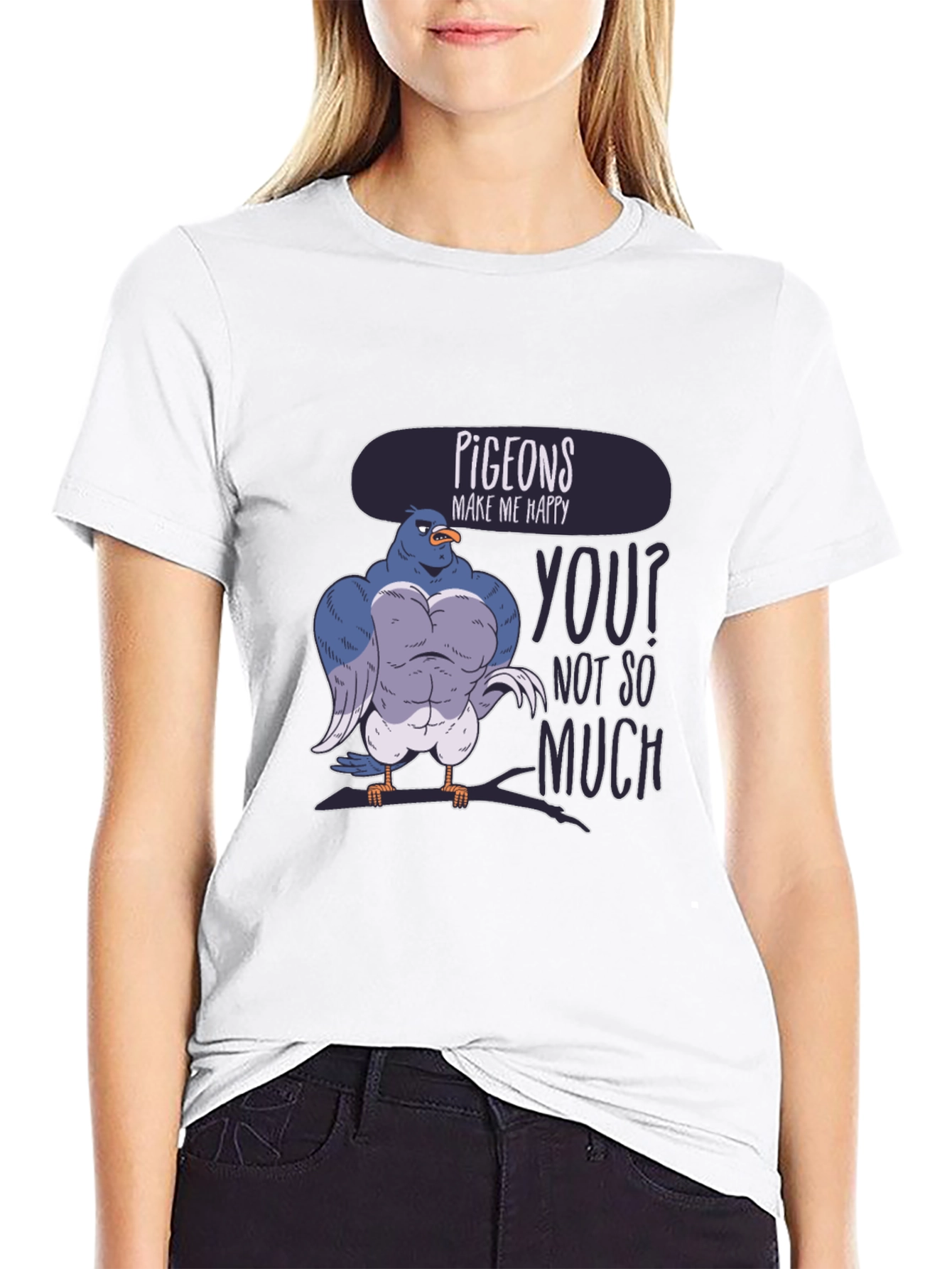 Pigeons Make Me Happy Funny Graphic T-Shirt