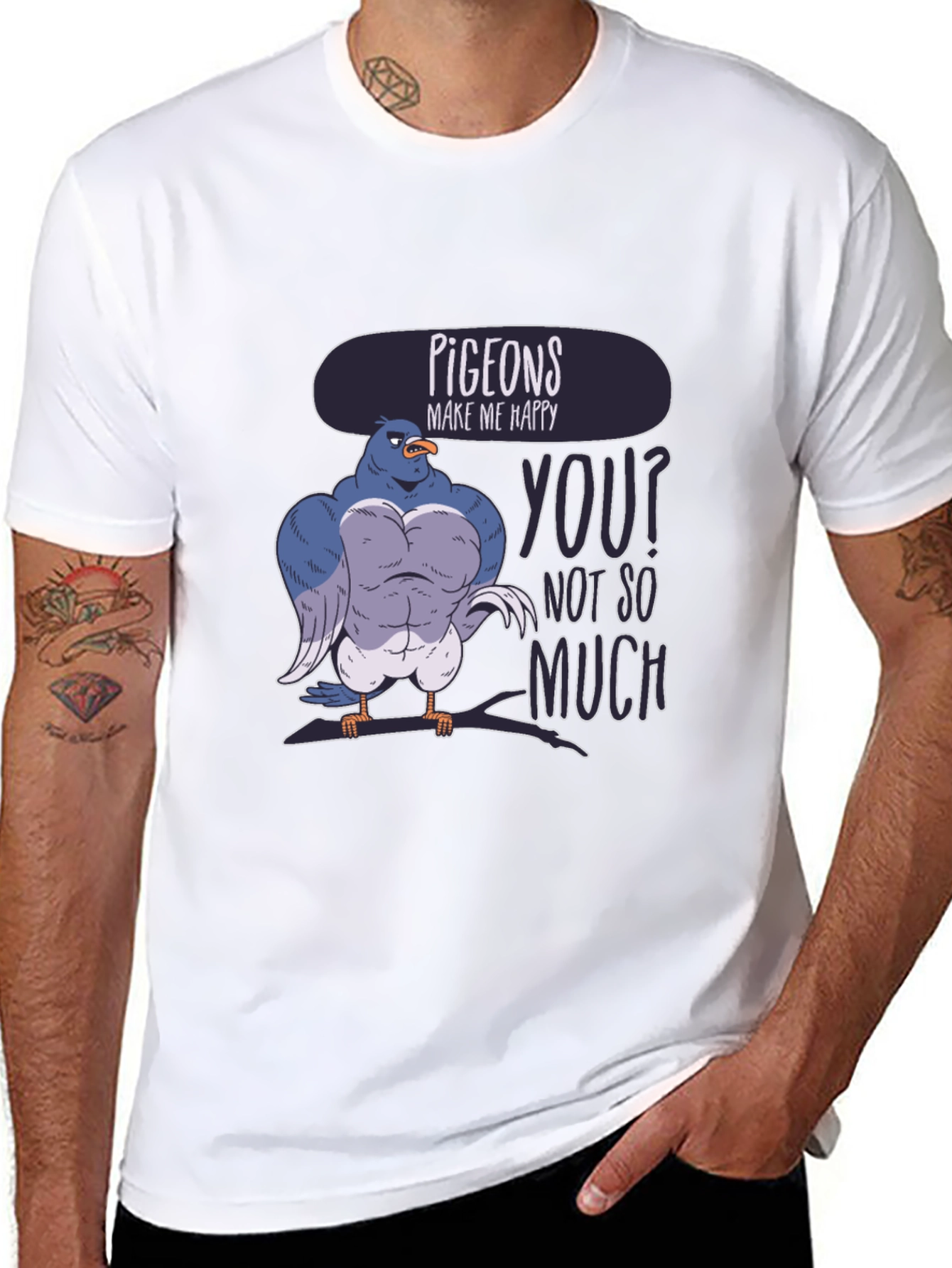 Pigeons Make Me Happy Funny Graphic T-Shirt