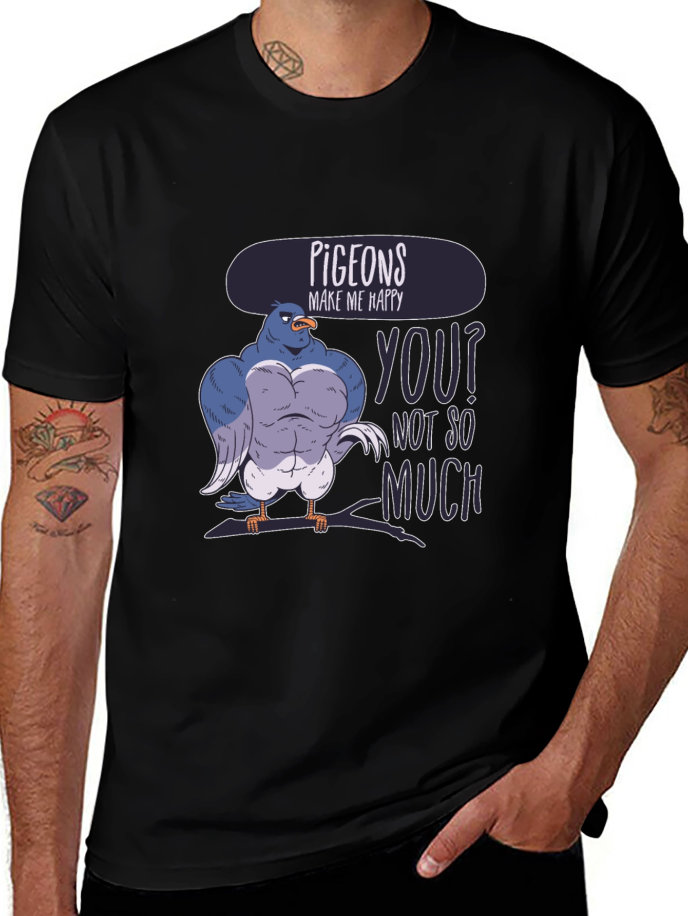 Pigeons Make Me Happy Funny Graphic T-Shirt