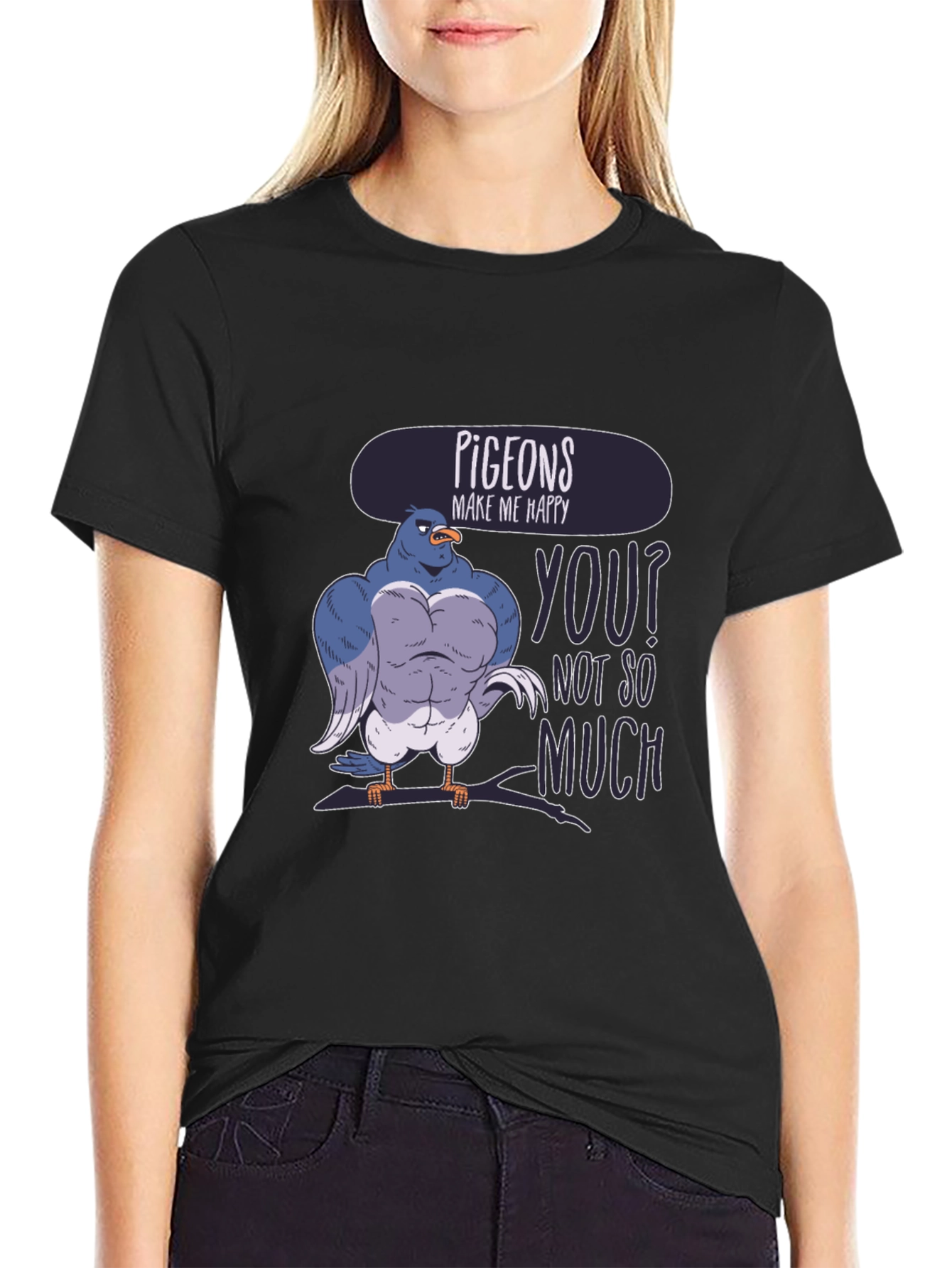 Pigeons Make Me Happy Funny Graphic T-Shirt