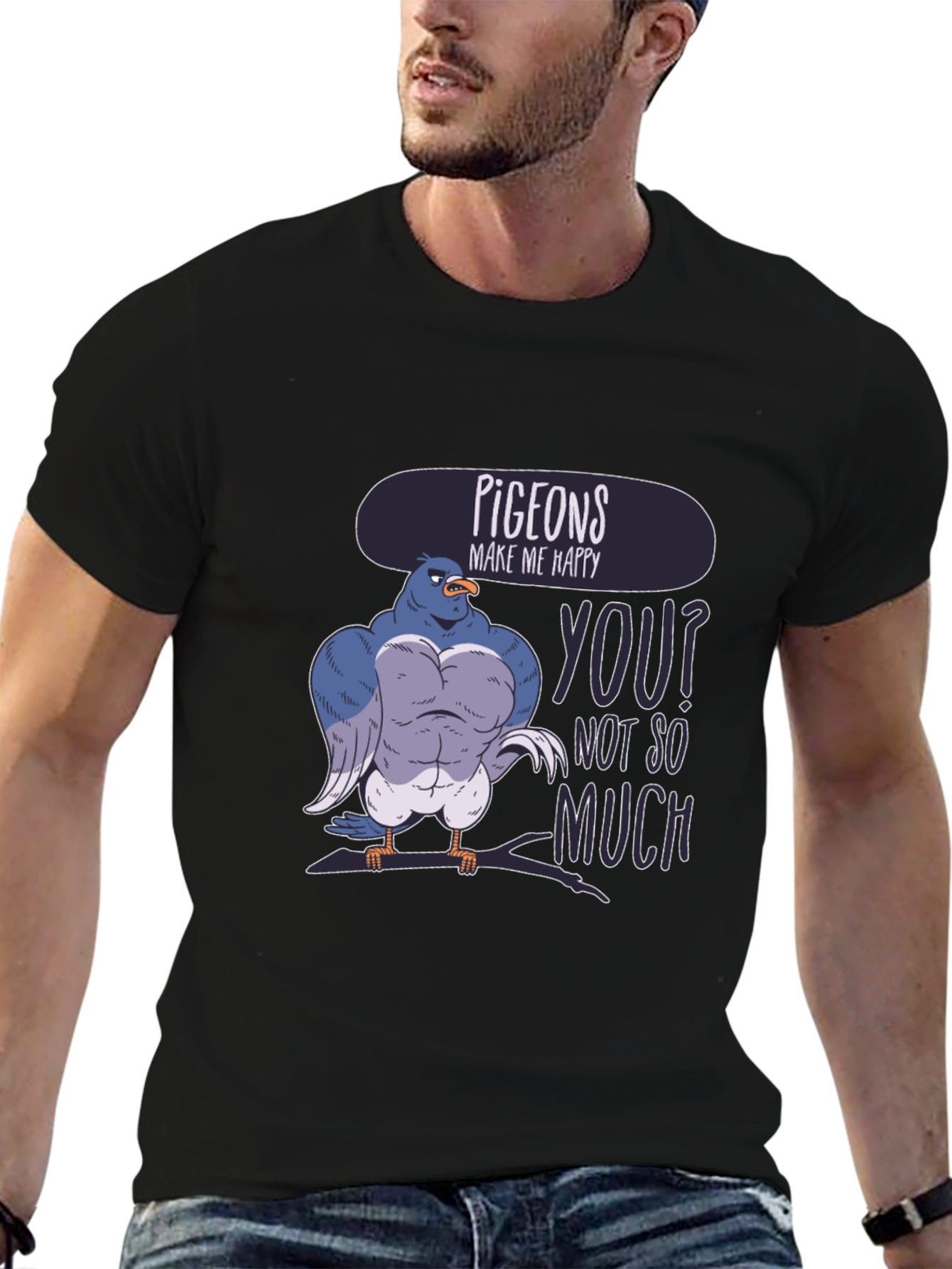 Pigeons Make Me Happy Funny Graphic T-Shirt