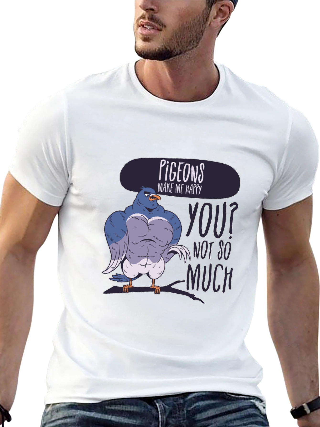 Pigeons Make Me Happy Funny Graphic T-Shirt