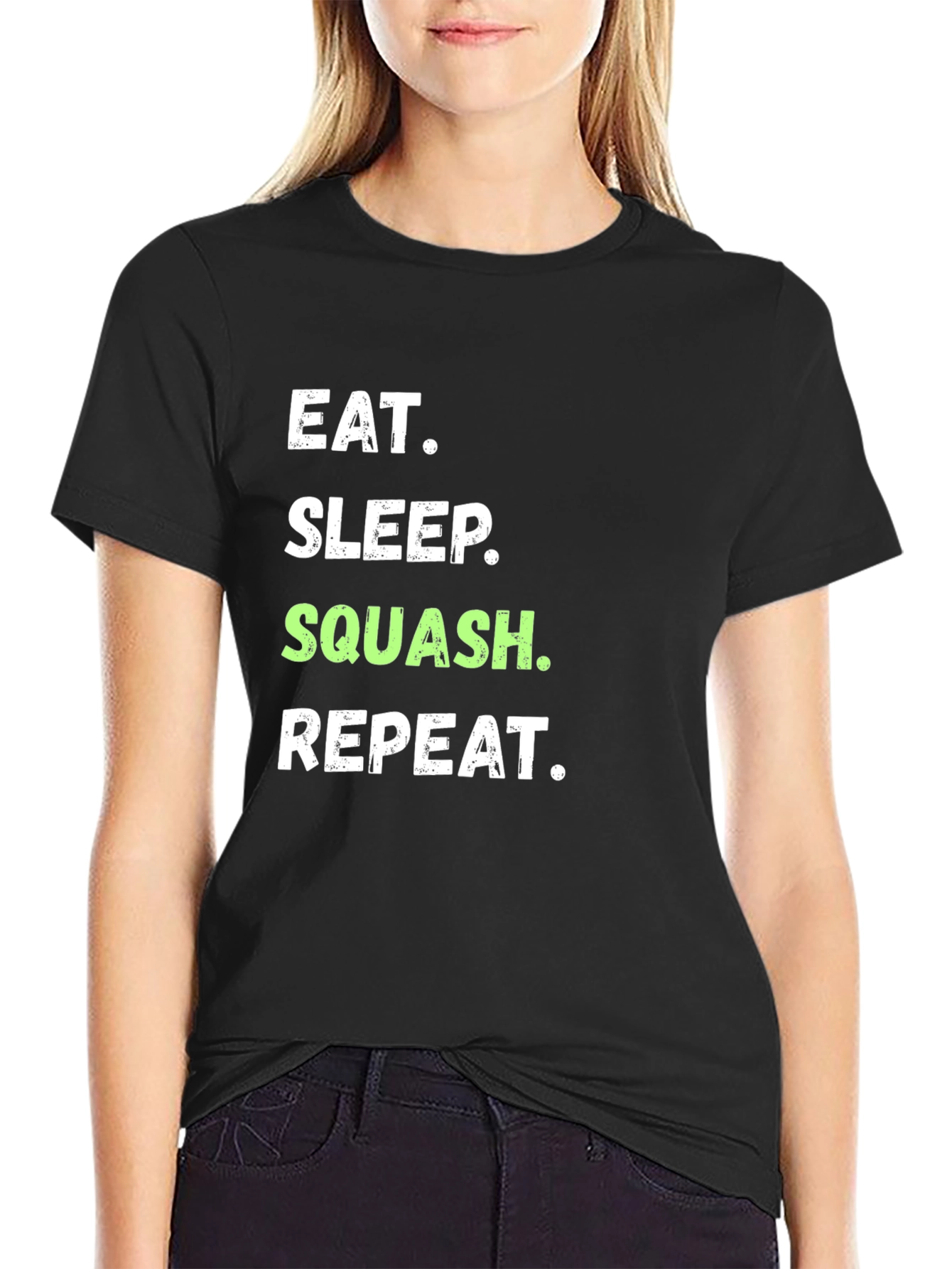 Eat Sleep Squash Repeat Black T-Shirt