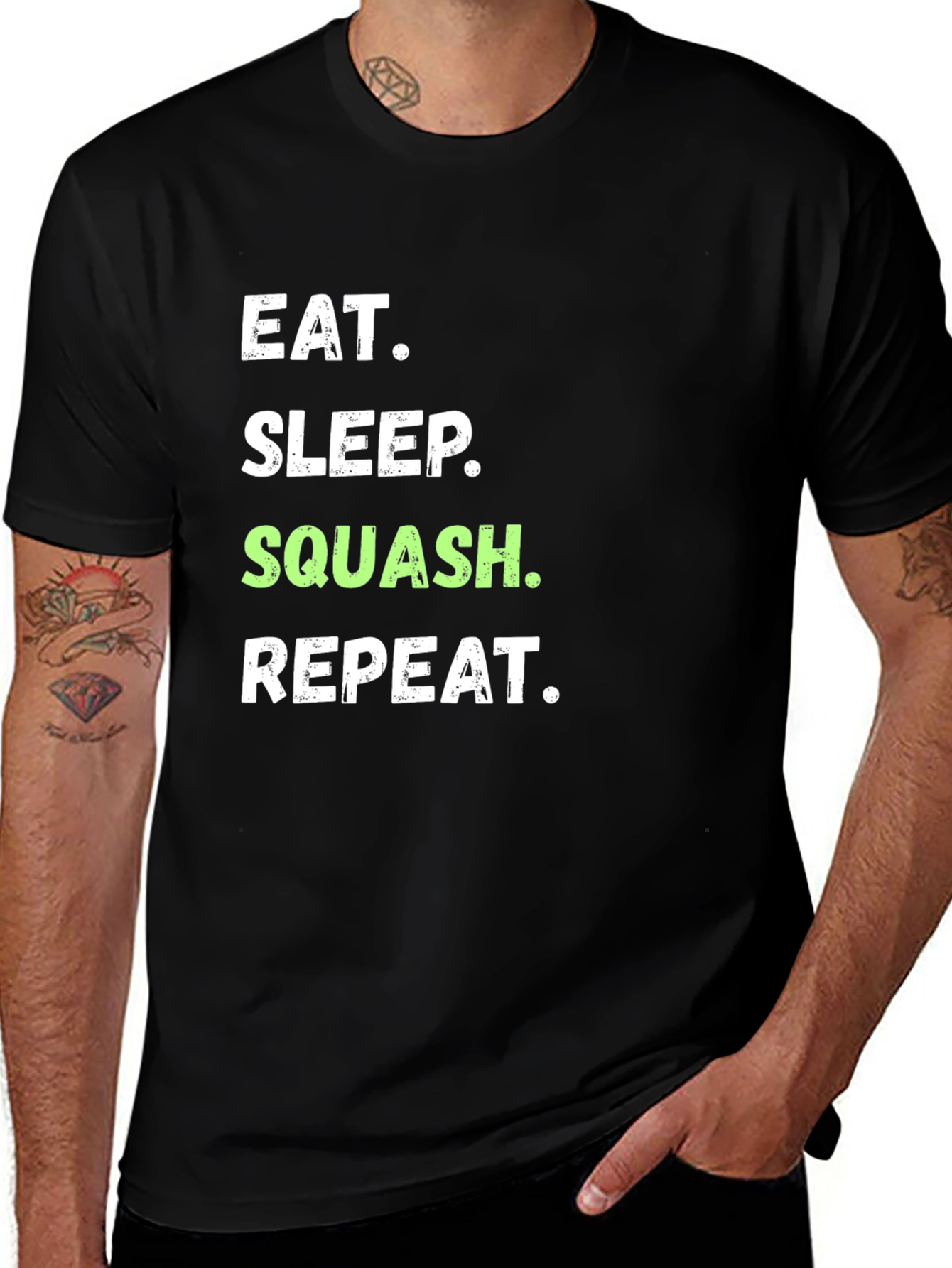 Eat Sleep Squash Repeat Black T-Shirt
