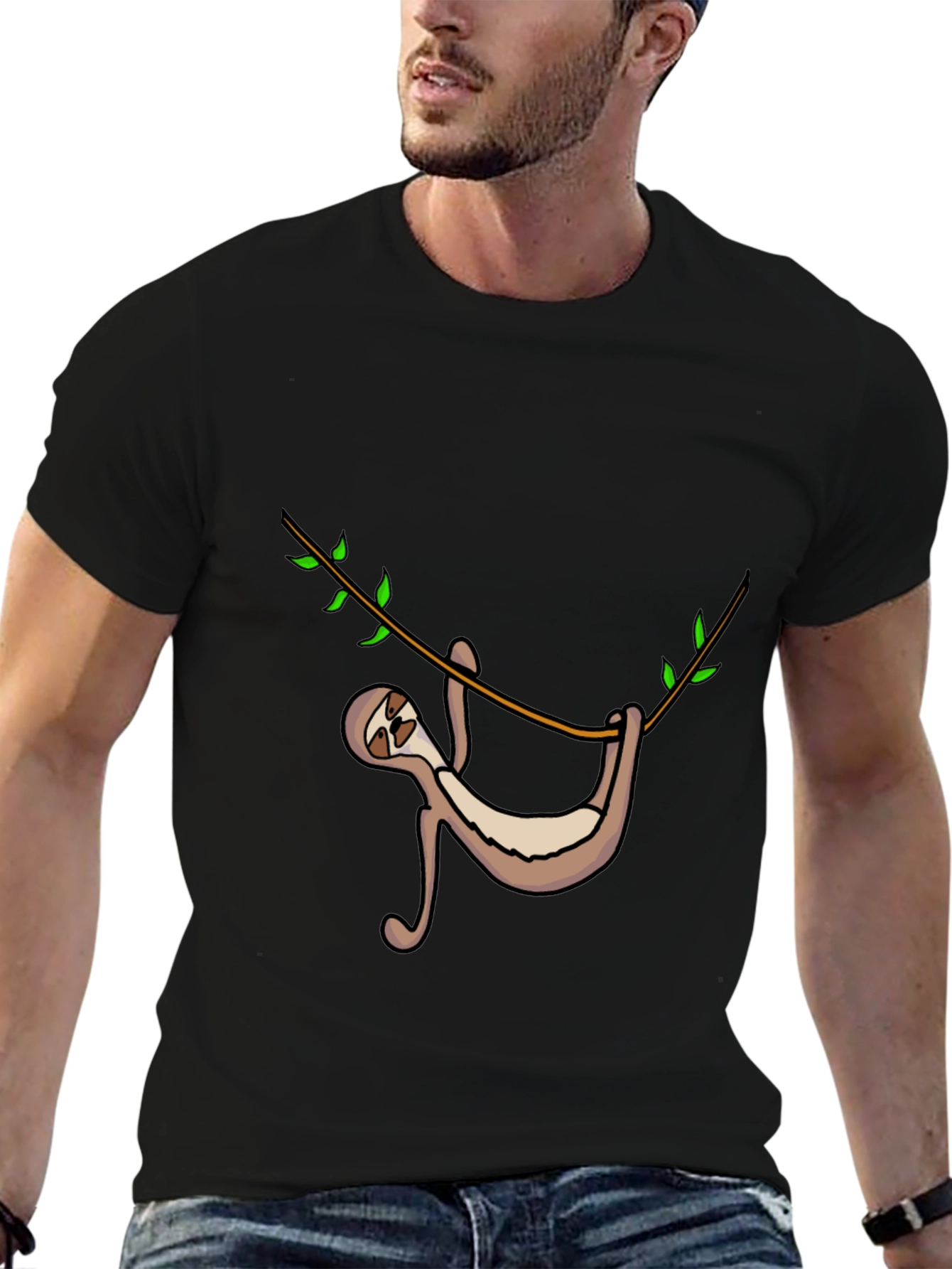 Sloth Hanging On Tree Branch Graphic Tee