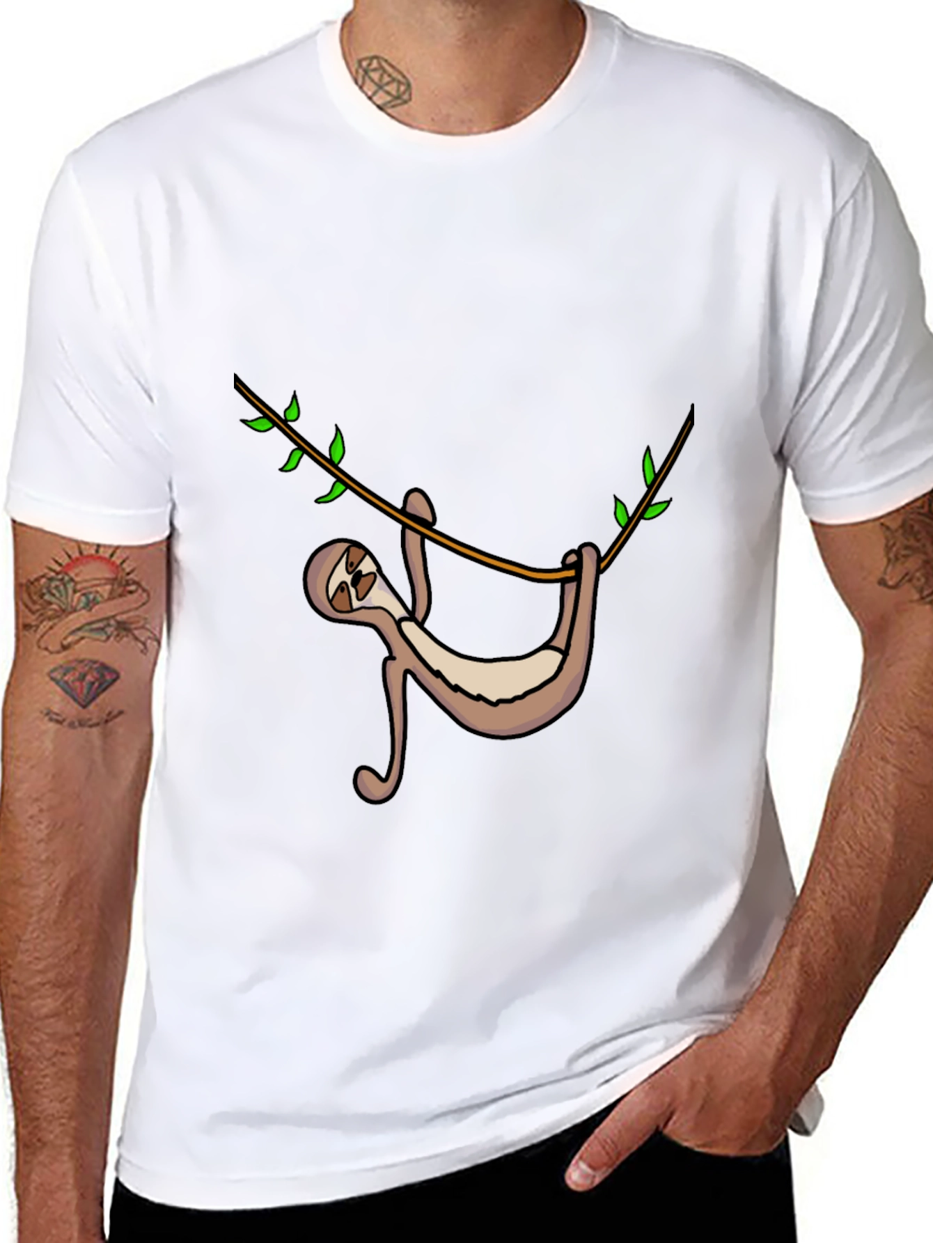 Sloth Hanging On Tree Branch Graphic Tee