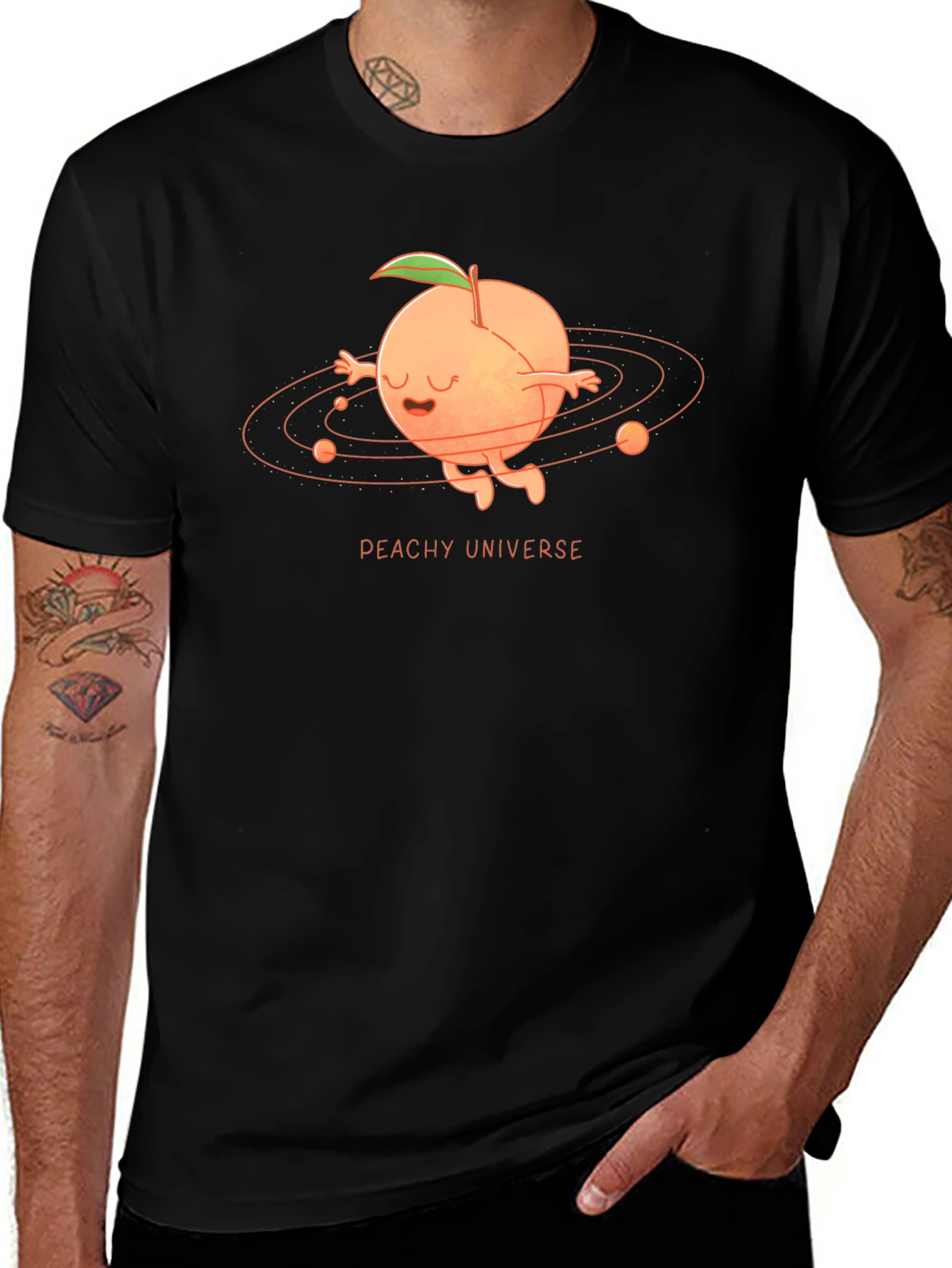 Peachy Universe Graphic Tee - Black
