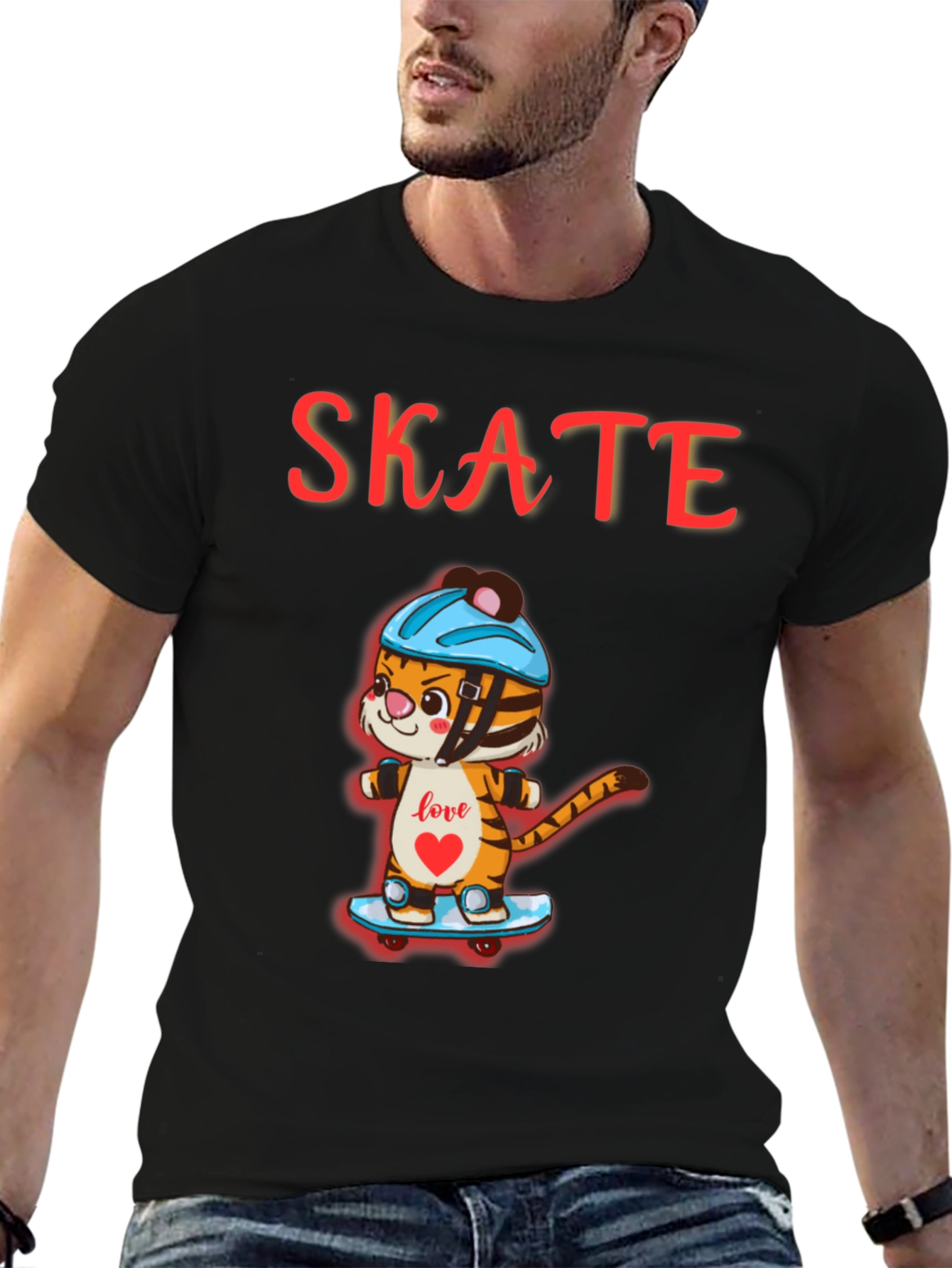 Skateboarding Tiger Graphic Tee