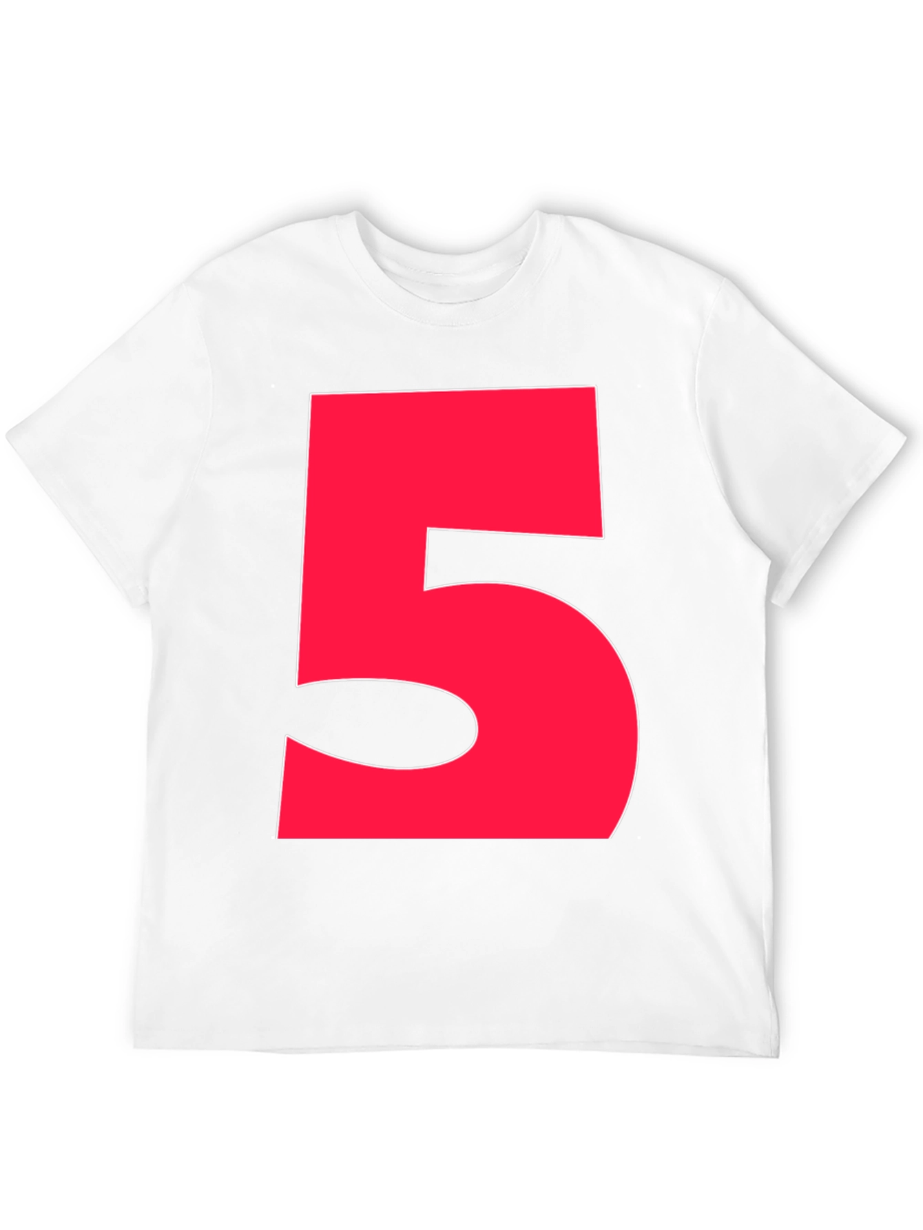 Bold Red Number 5 Graphic Tee - Black