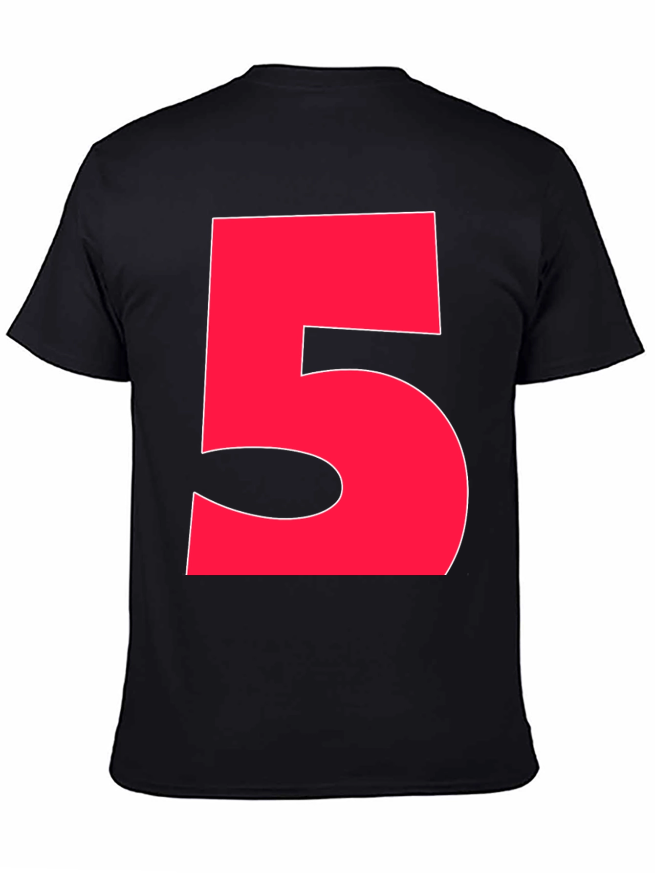 Bold Red Number 5 Graphic Tee - Black