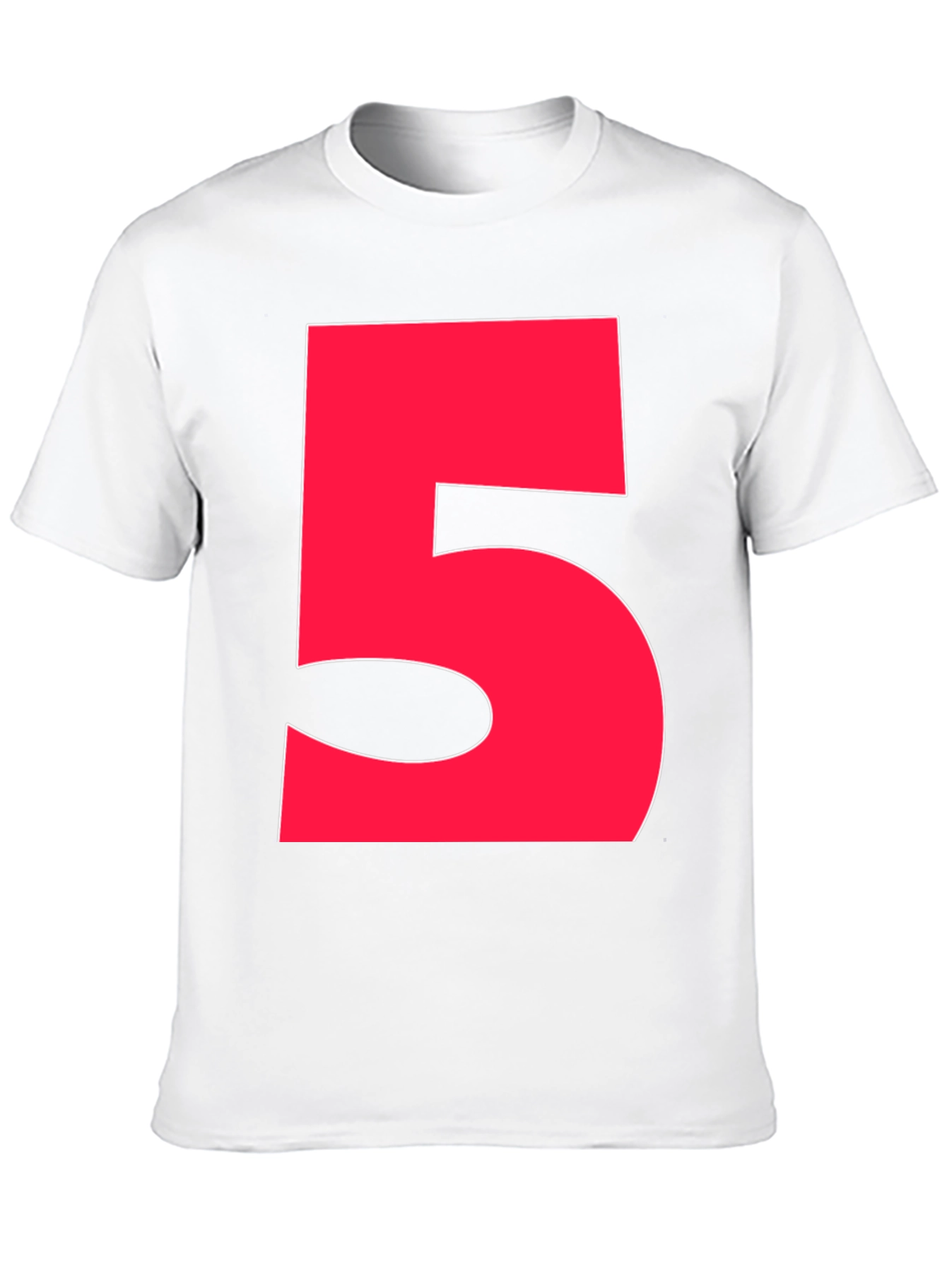 Bold Red Number 5 Graphic Tee - Black