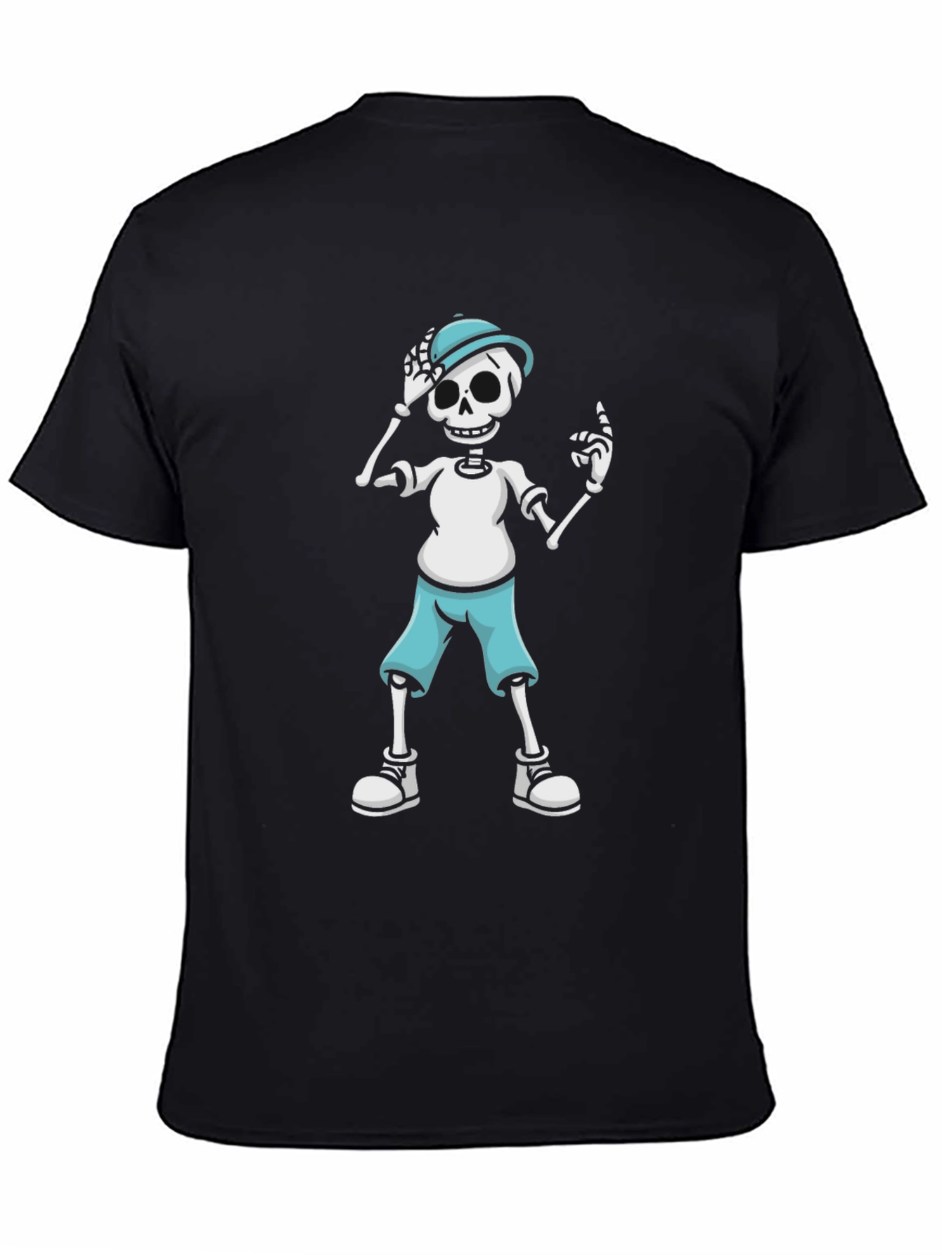 Skeleton Cartoon Graphic Print Black T-Shirt