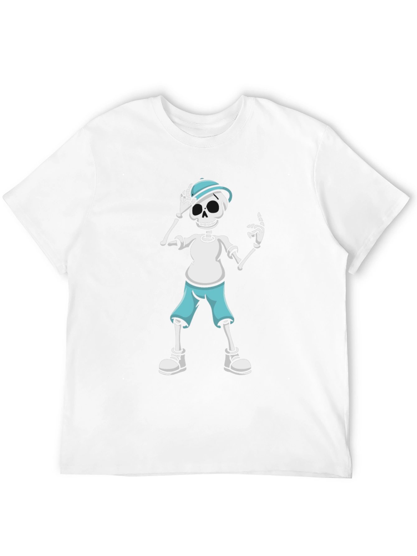 Skeleton Cartoon Graphic Print Black T-Shirt