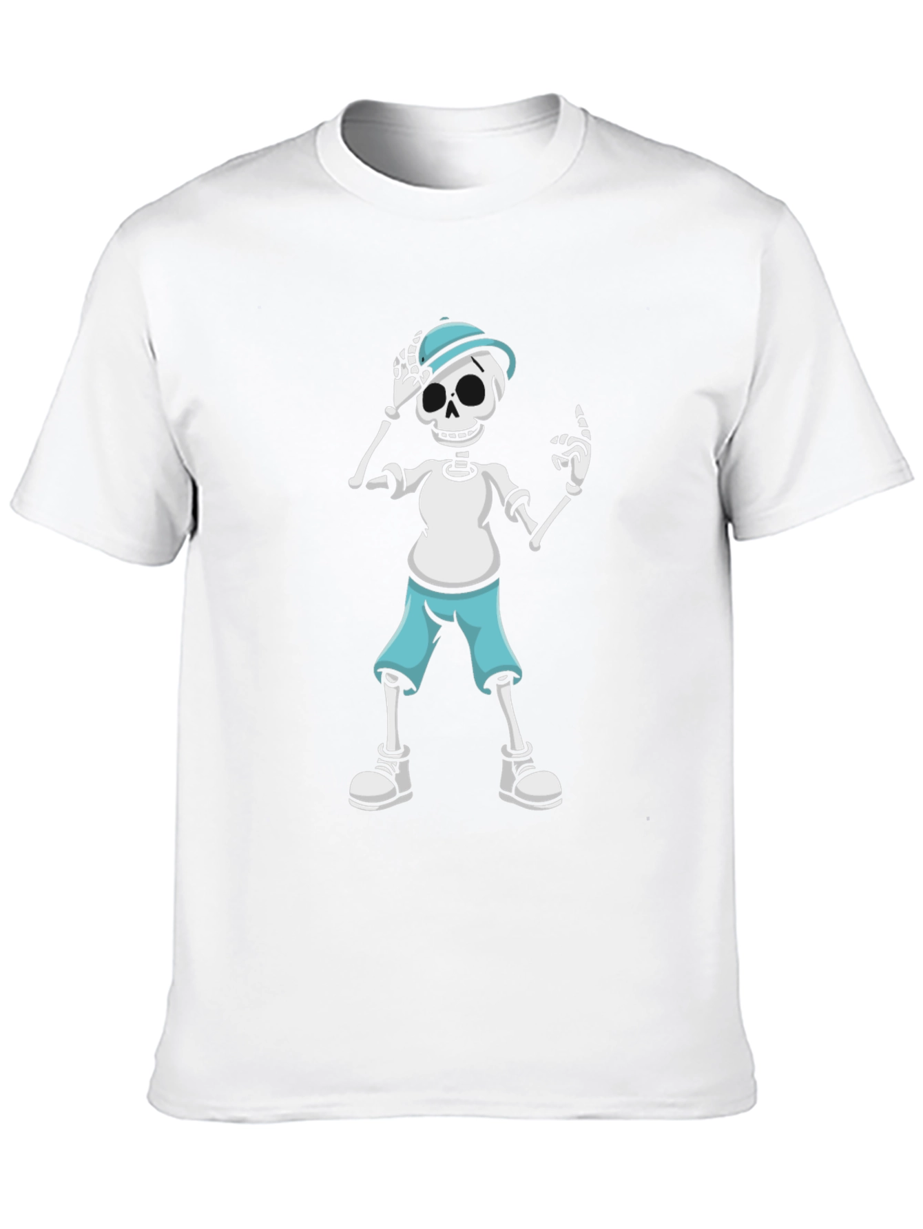 Skeleton Cartoon Graphic Print Black T-Shirt